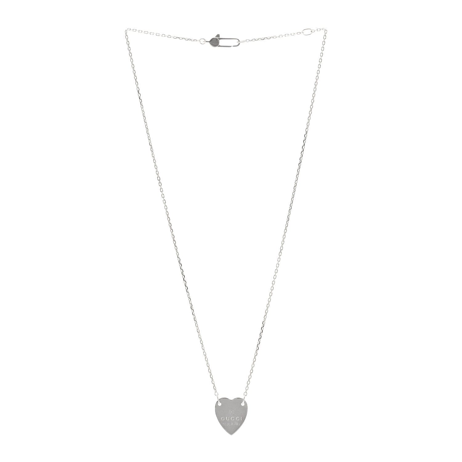 Gucci Sterling Silver Trademark Heart Pendant Necklace