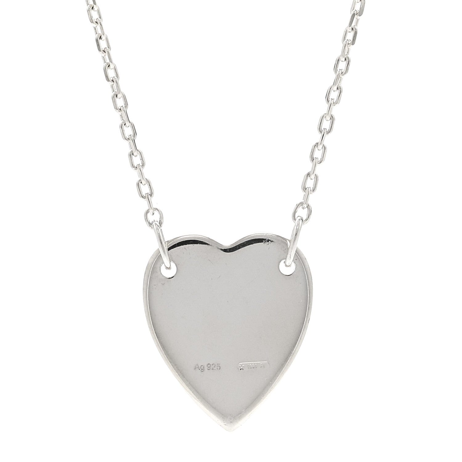 Gucci Sterling Silver Trademark Heart Pendant Necklace