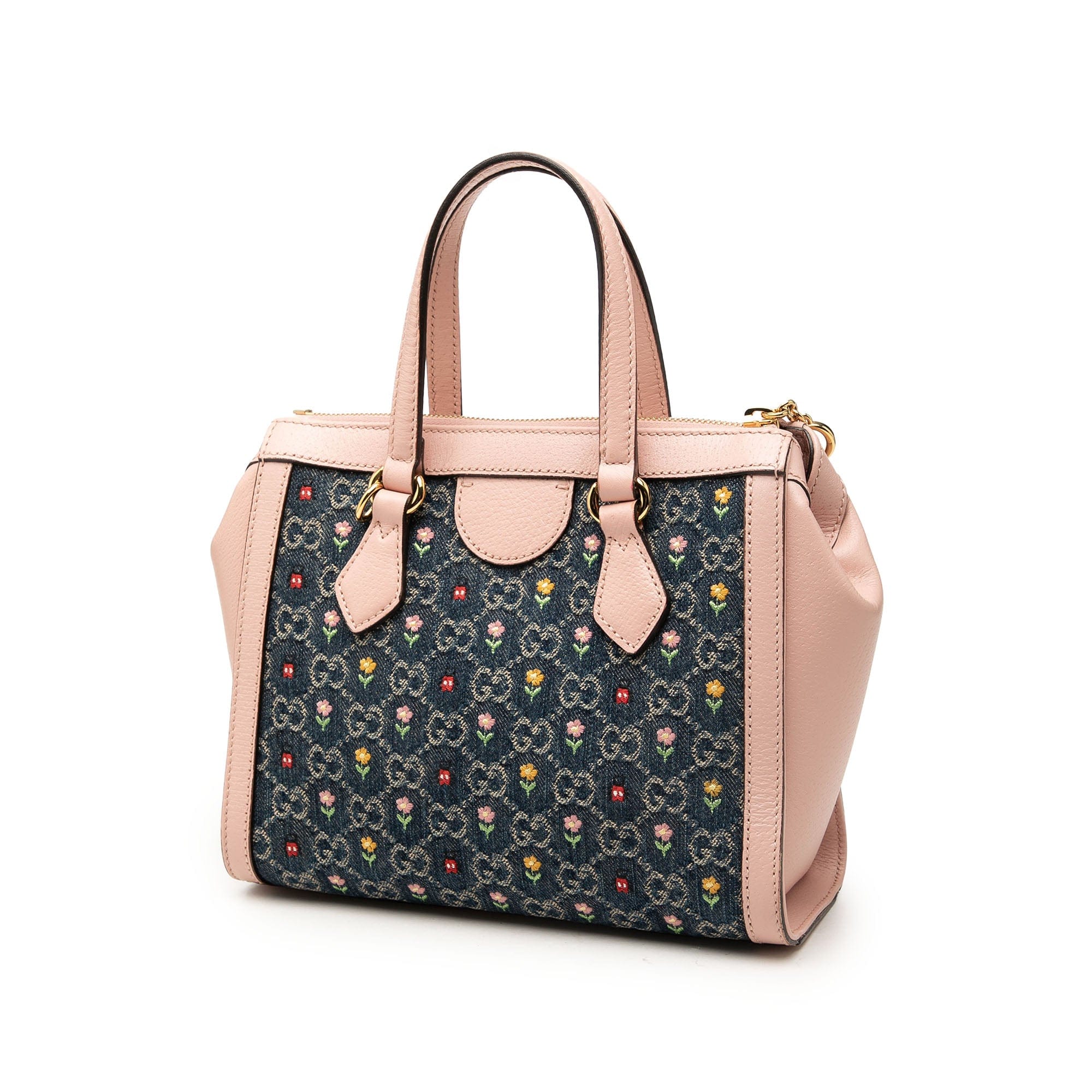 Gucci Small GG Denim Embroidery Ophidia Satchel