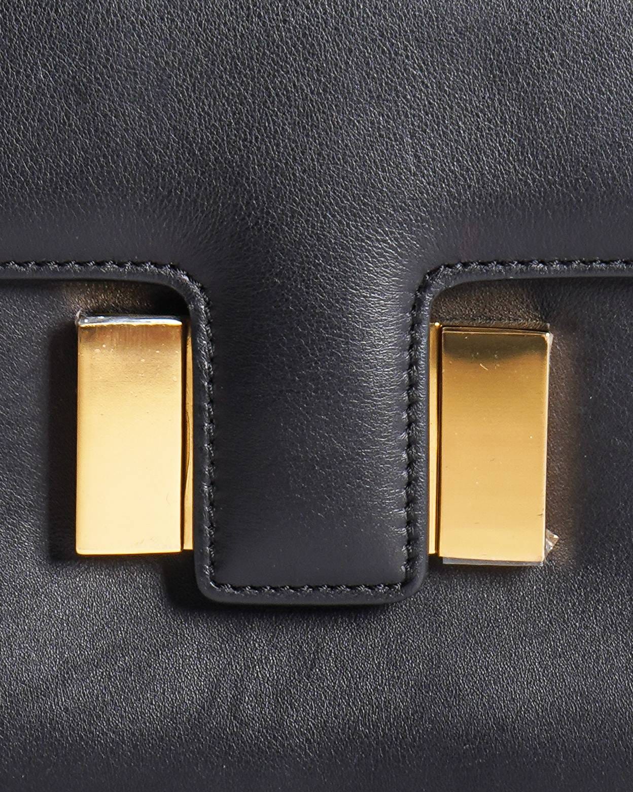 Tory Burch Tom Ford Black Smooth Leather Medium Chain - Link Flap Bag
