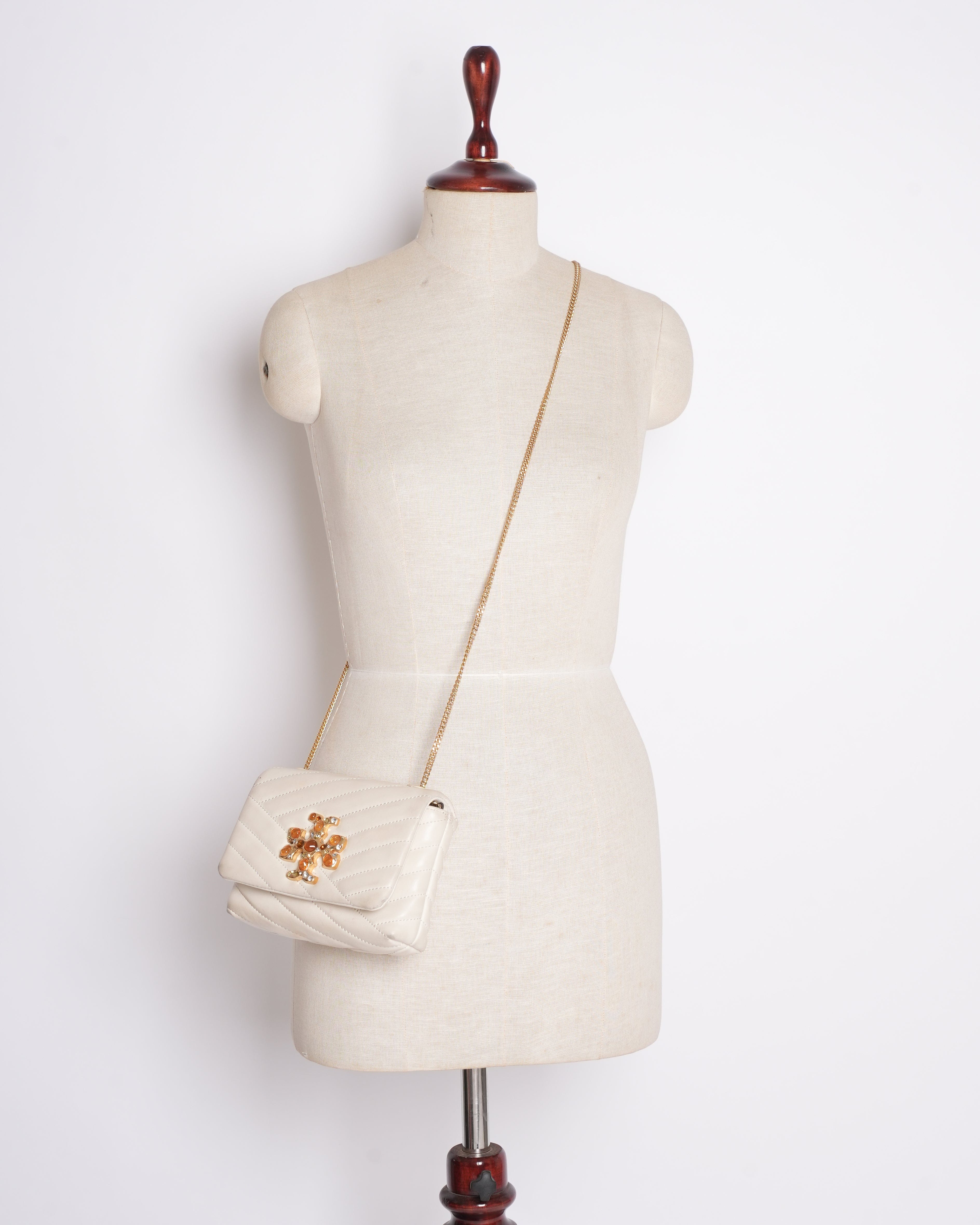 Tory Burch Kira Chevron Studded Logo Shoulder Bag