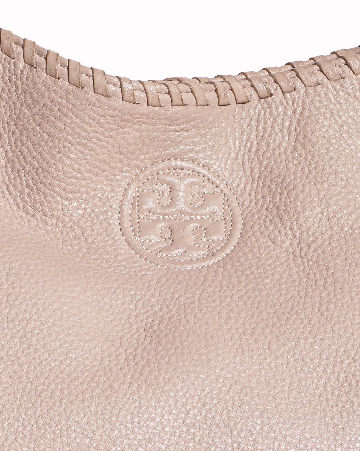Tory Burch Marion Blush Pink Pebbled Leather Whipstitch Shoulder Bag