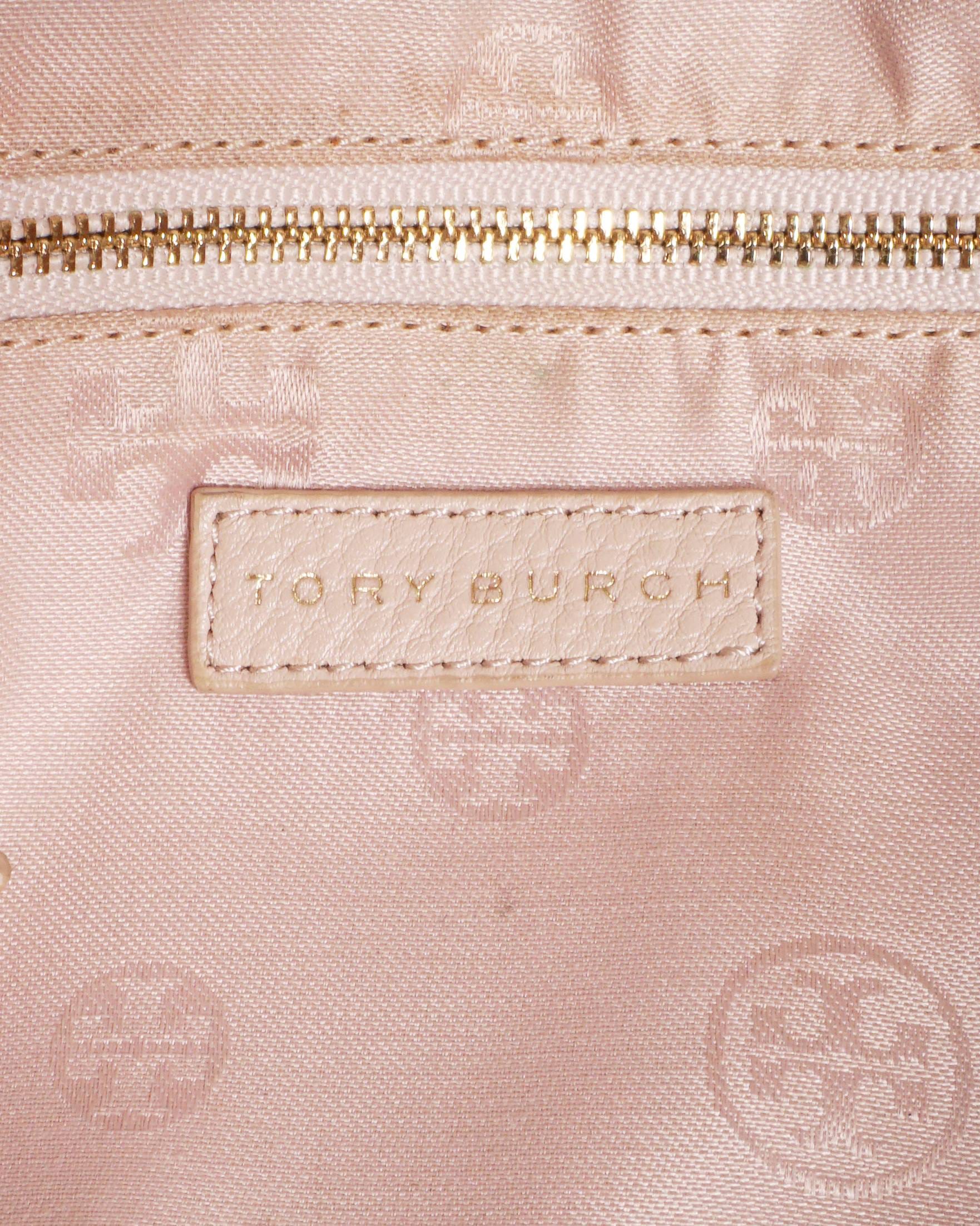Tory Burch Marion Blush Pink Pebbled Leather Whipstitch Shoulder Bag