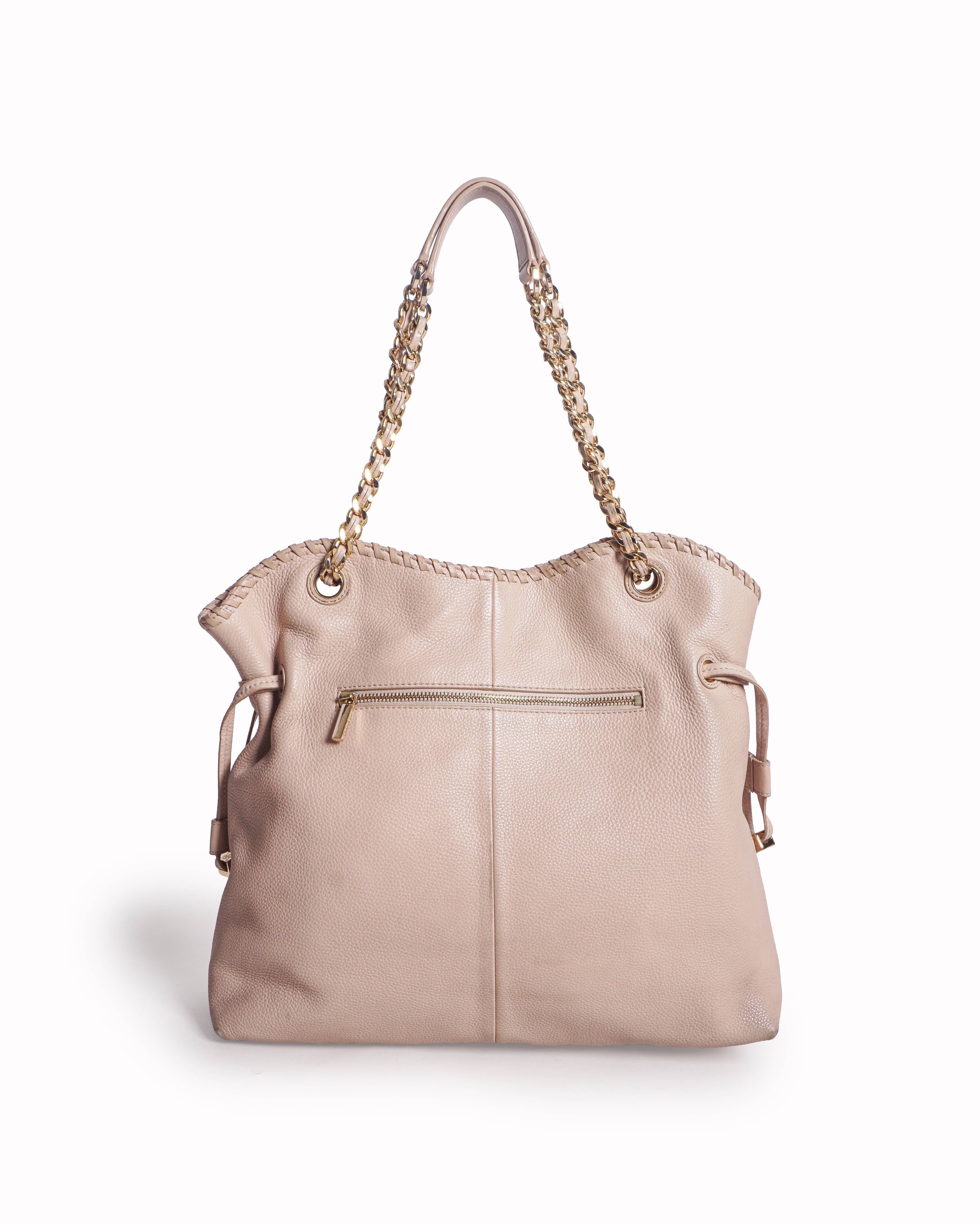 Tory Burch Marion Blush Pink Pebbled Leather Whipstitch Shoulder Bag