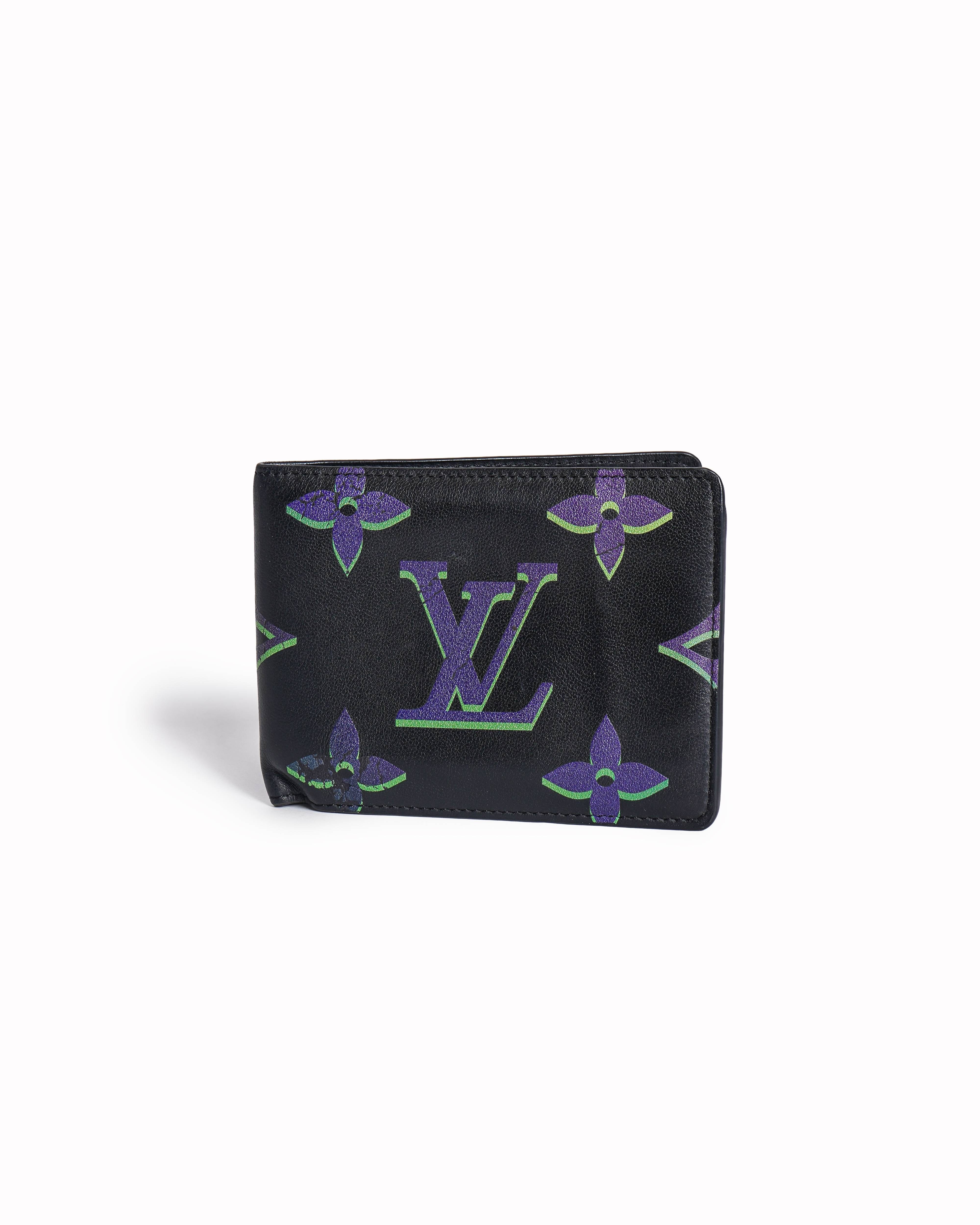 Louis Vuitton Multiple Wallet in black borealis calfskin leather