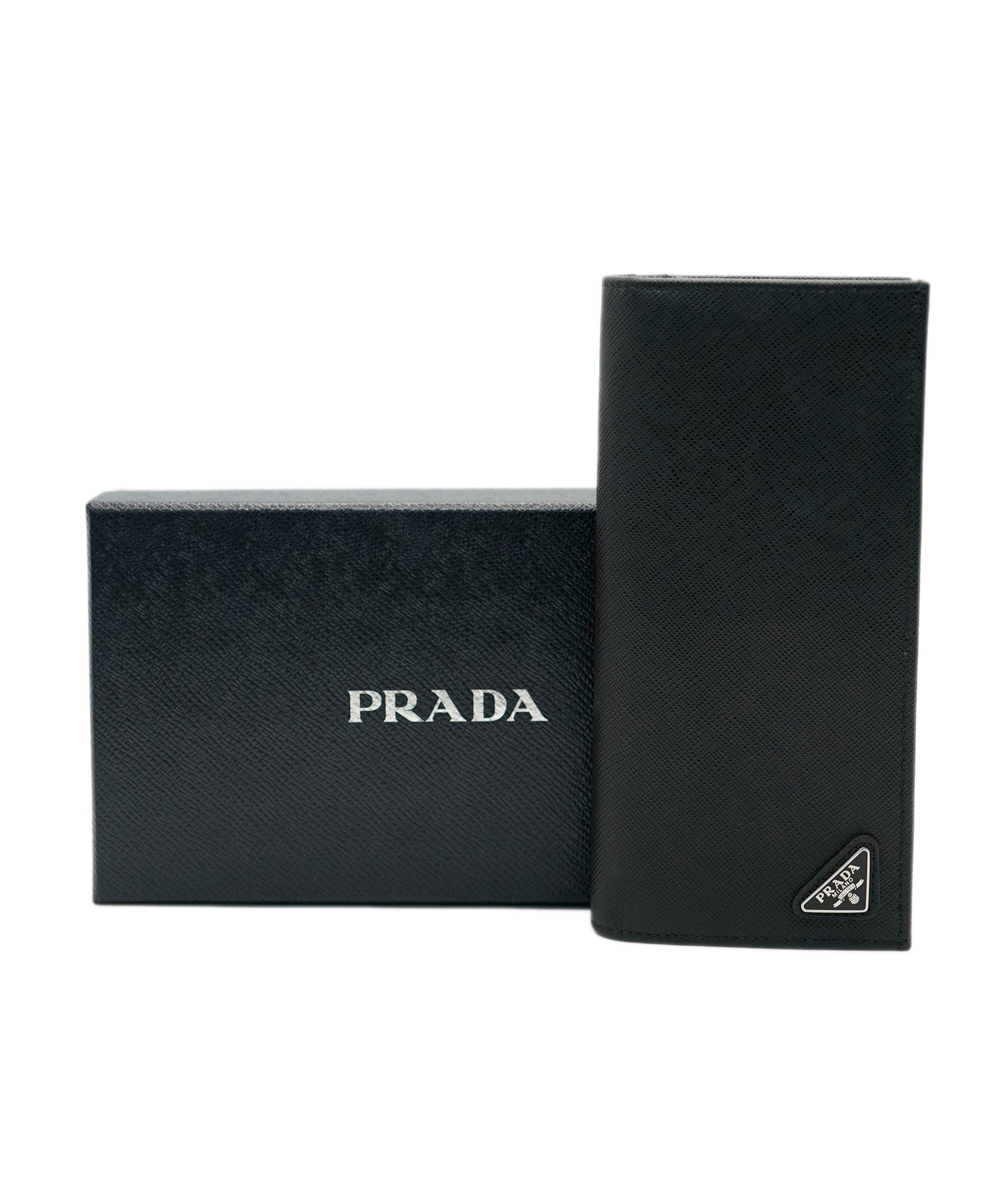 PRADA Long Wallet Safiano leather Black Auth am4313 DBXS1715