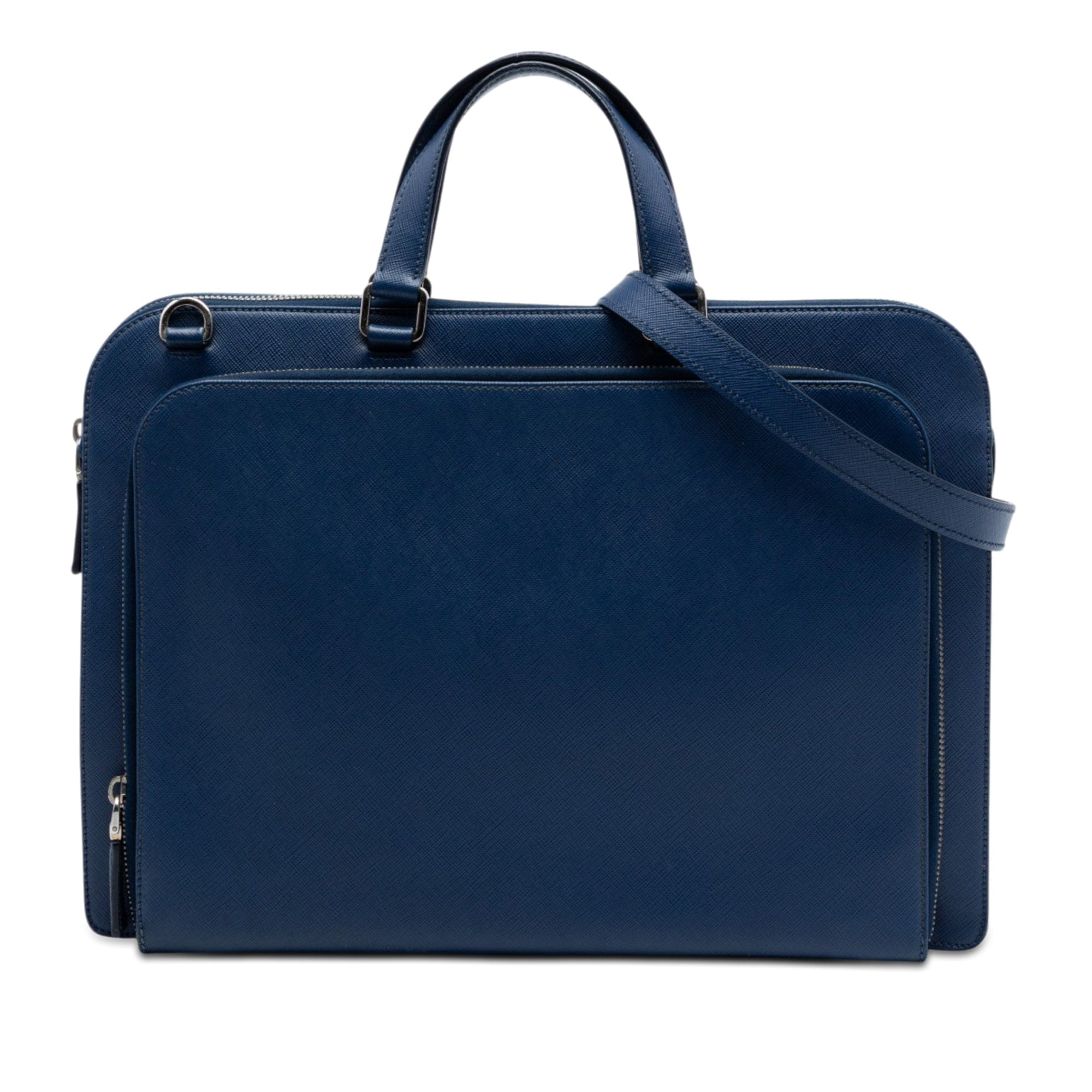 Prada Saffiano Cuir Travel Front Zip Pocket Briefcase