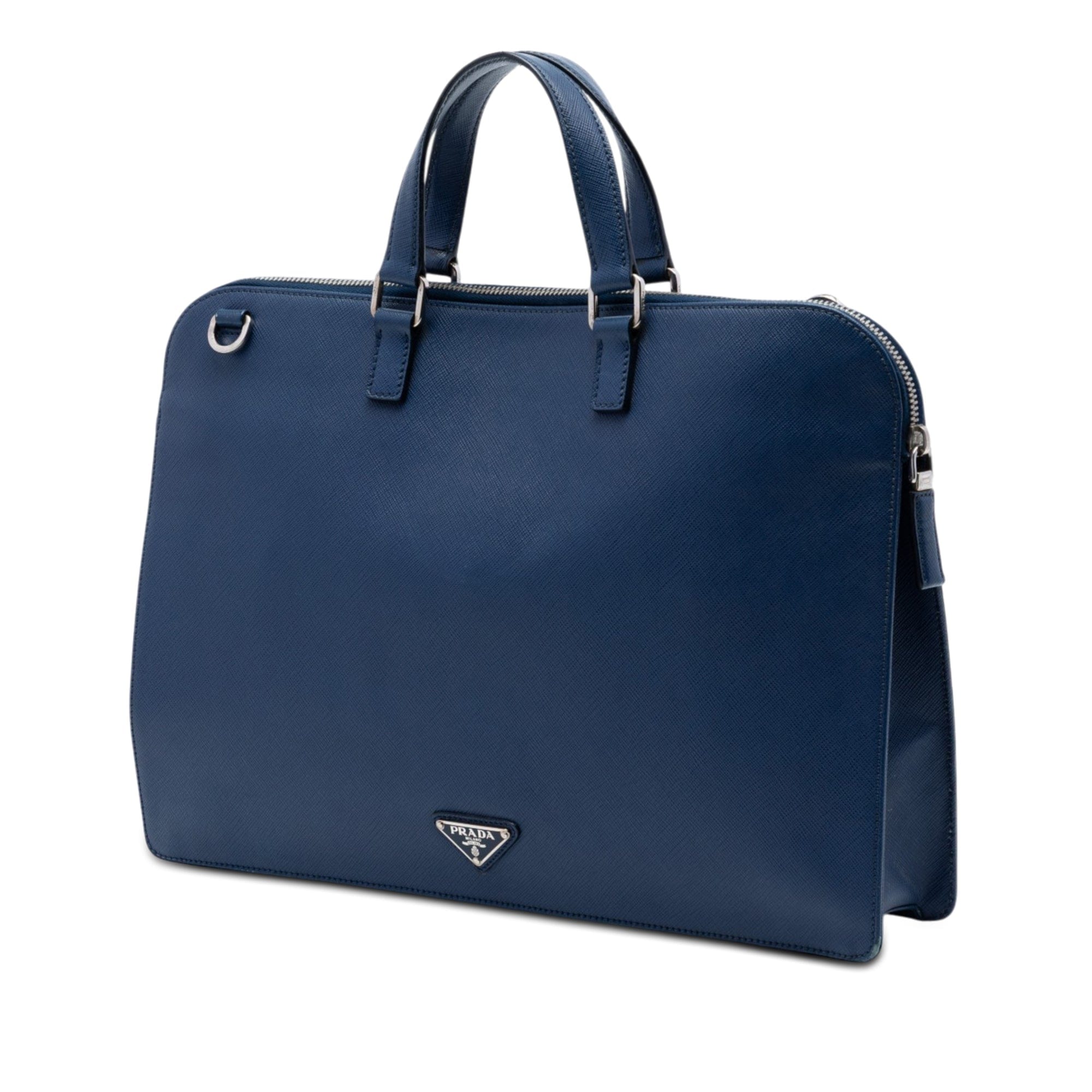 Prada Saffiano Cuir Travel Front Zip Pocket Briefcase