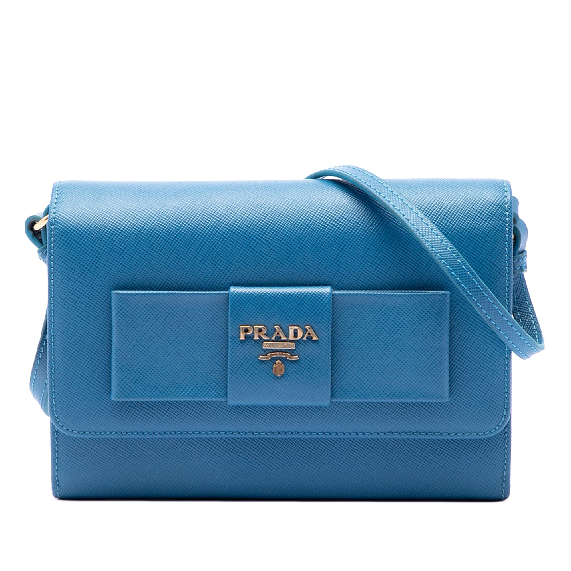 Prada Saffiano Lux Bow Wallet On Strap