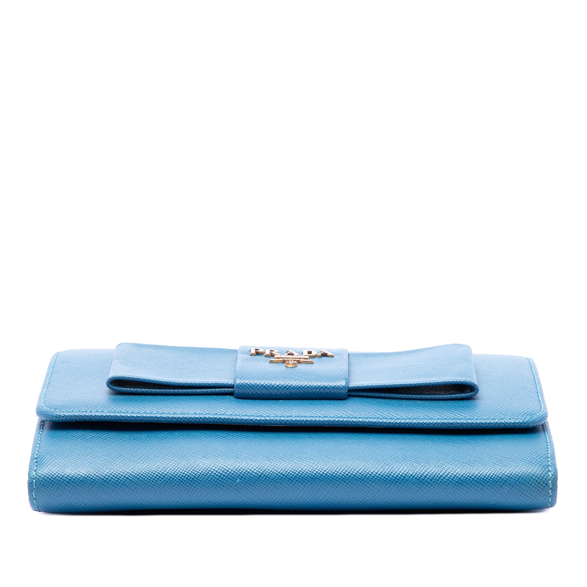 Prada Saffiano Lux Bow Wallet On Strap