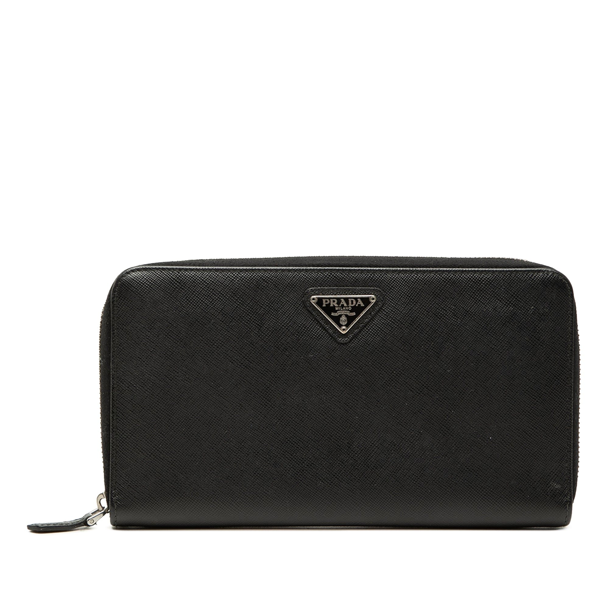 Prada Saffiano Zip Around Travel Wallet
