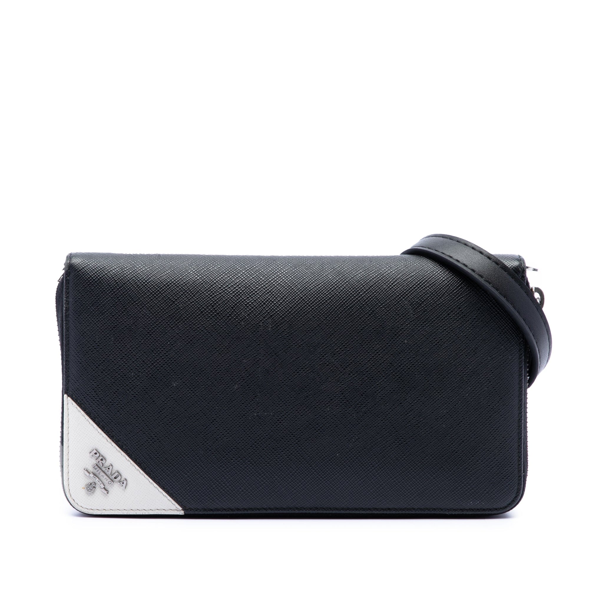 Prada Saffiano Wallet On Strap