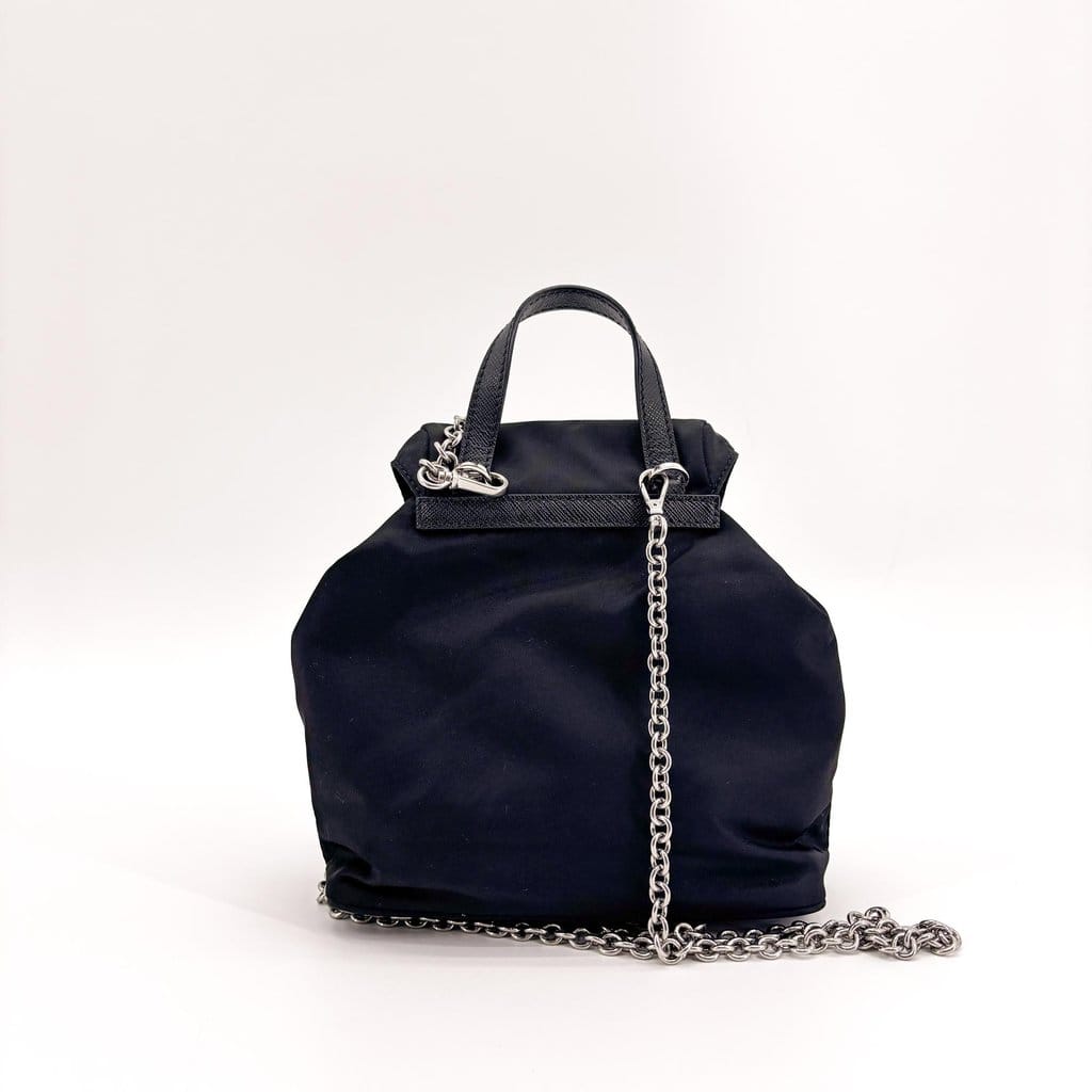 Prada Nylon Mini Chain Backpack Black