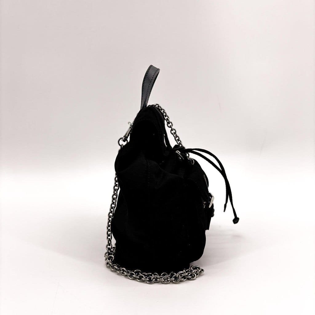 Prada Nylon Mini Chain Backpack Black