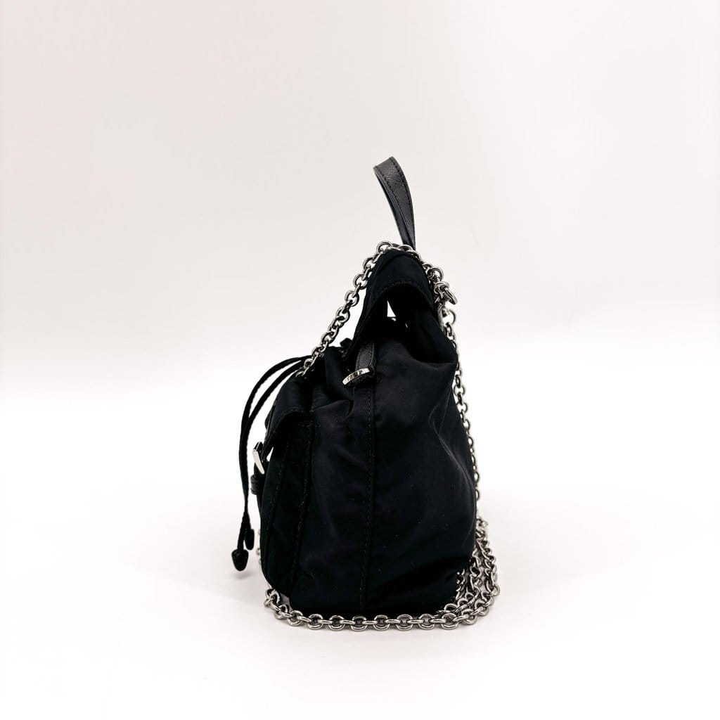Prada Nylon Mini Chain Backpack Black