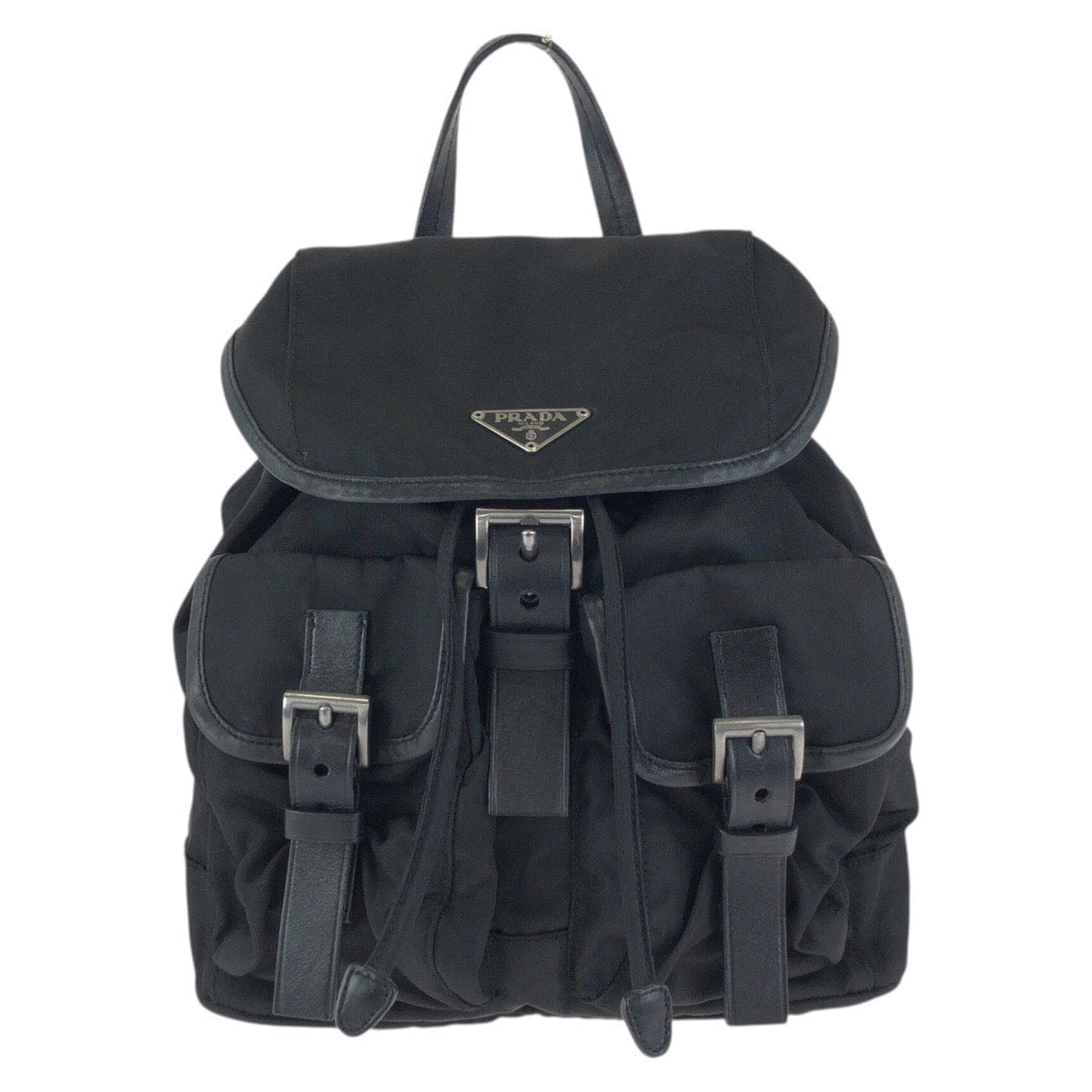 Prada Nylon Leather Tessuto Logo Backpack