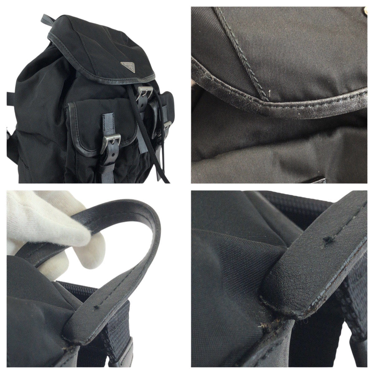 Prada Nylon Leather Tessuto Logo Backpack