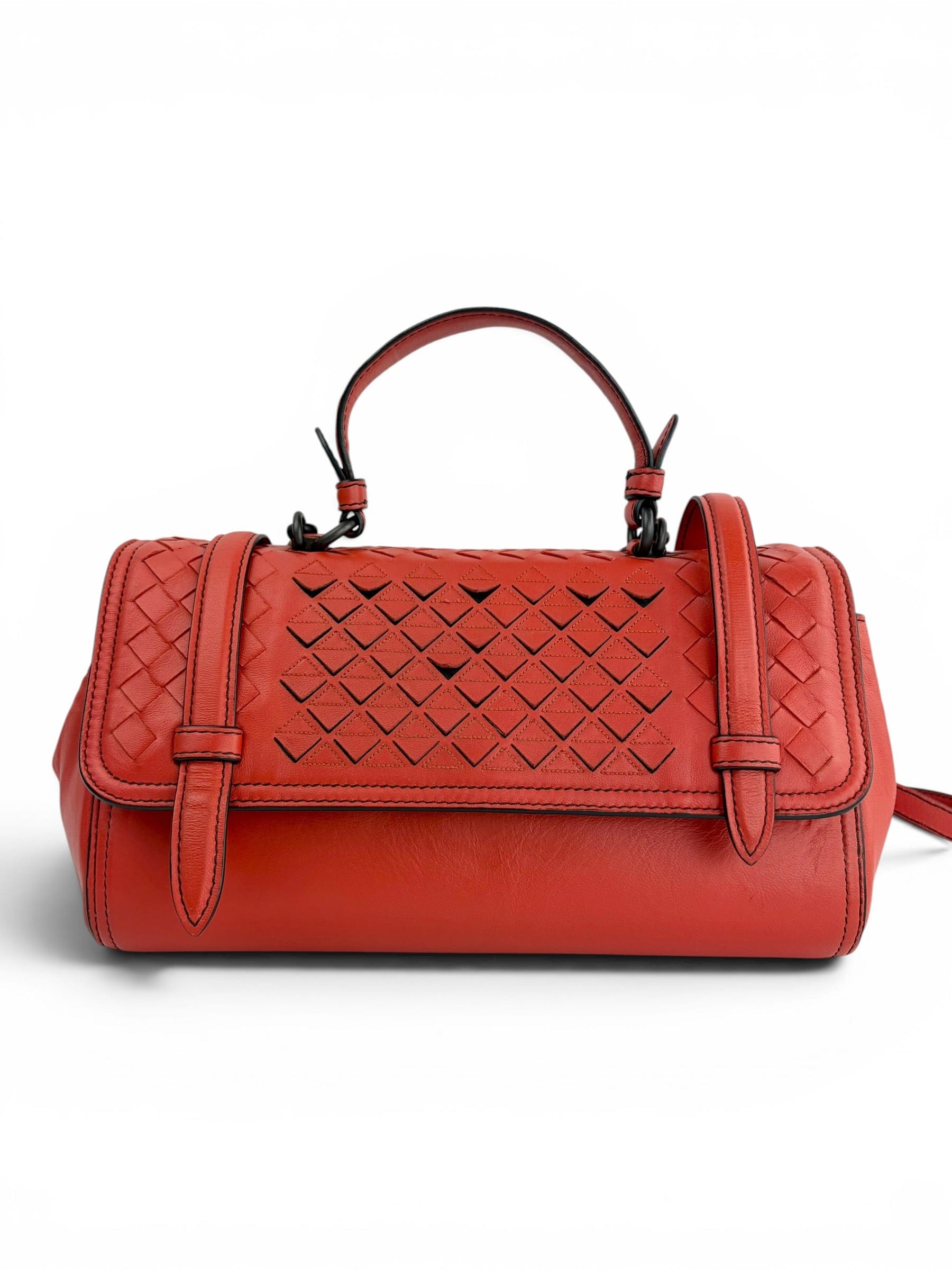 Bottega Veneta Red Leather Satchel