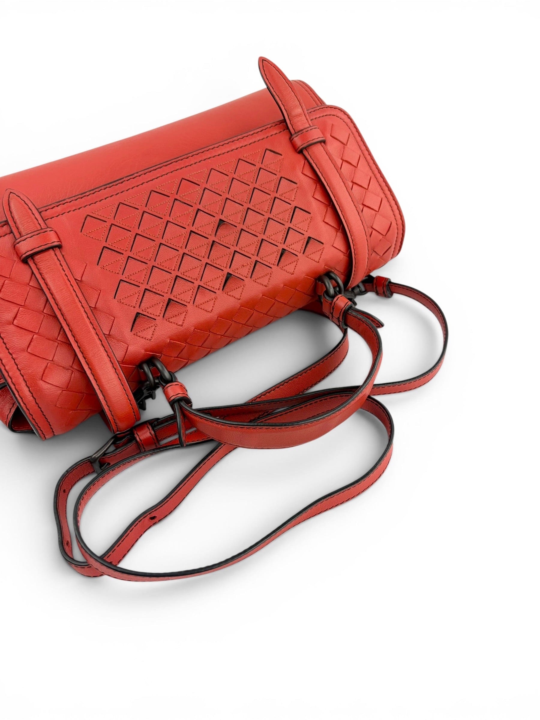 Bottega Veneta Red Leather Satchel