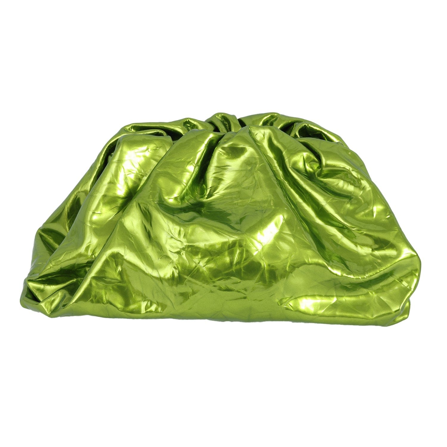 BOTTEGA VENETA GREEN METALLIC TEEN POUCH CLUTCH