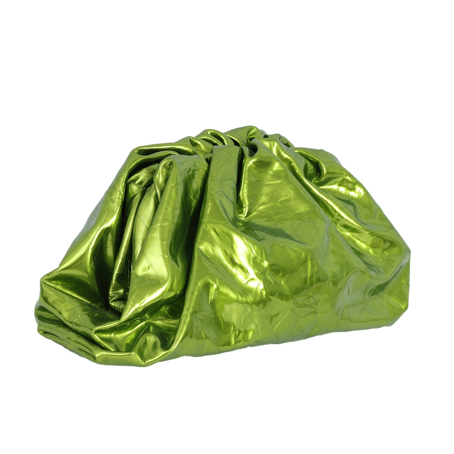 BOTTEGA VENETA GREEN METALLIC TEEN POUCH CLUTCH