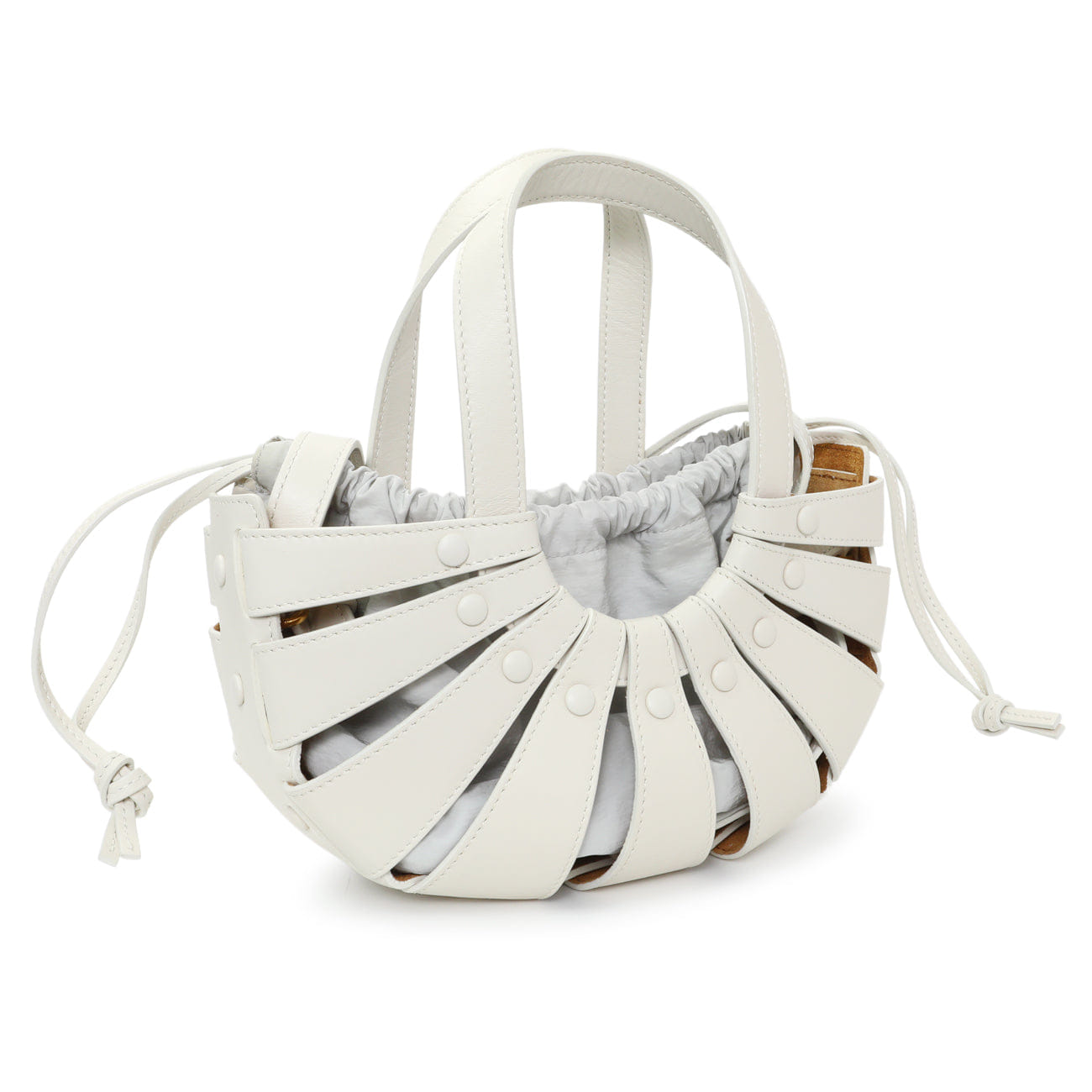 Bottega Veneta White Calfskin Small Shell Bag