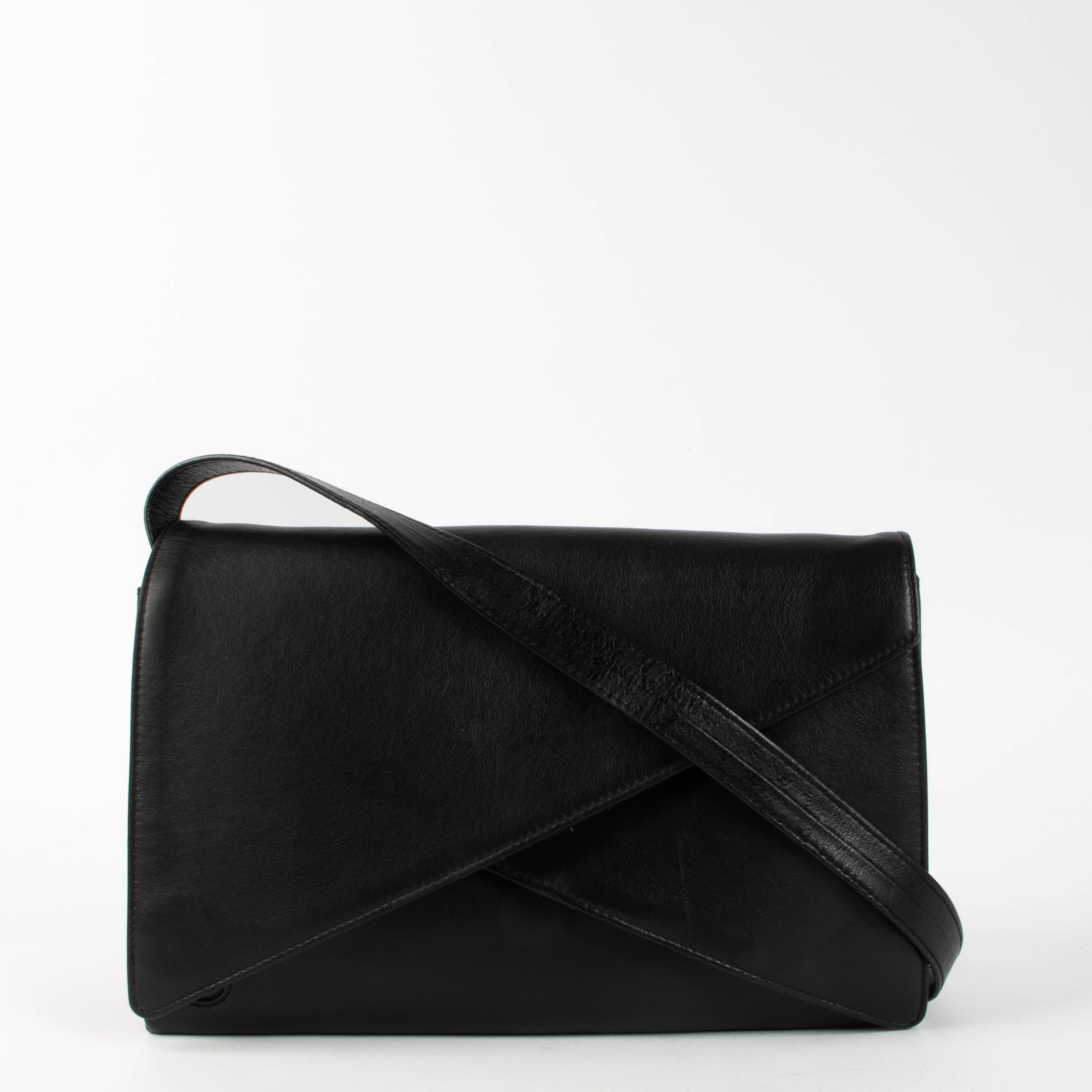 Bottega Veneta Black Envelope Double Flap Bag