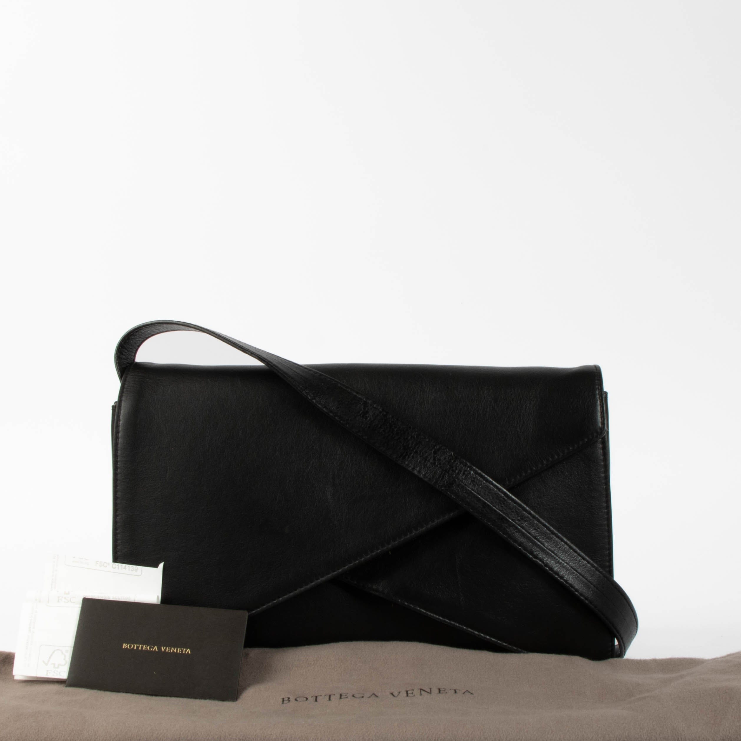 Bottega Veneta Black Envelope Double Flap Bag