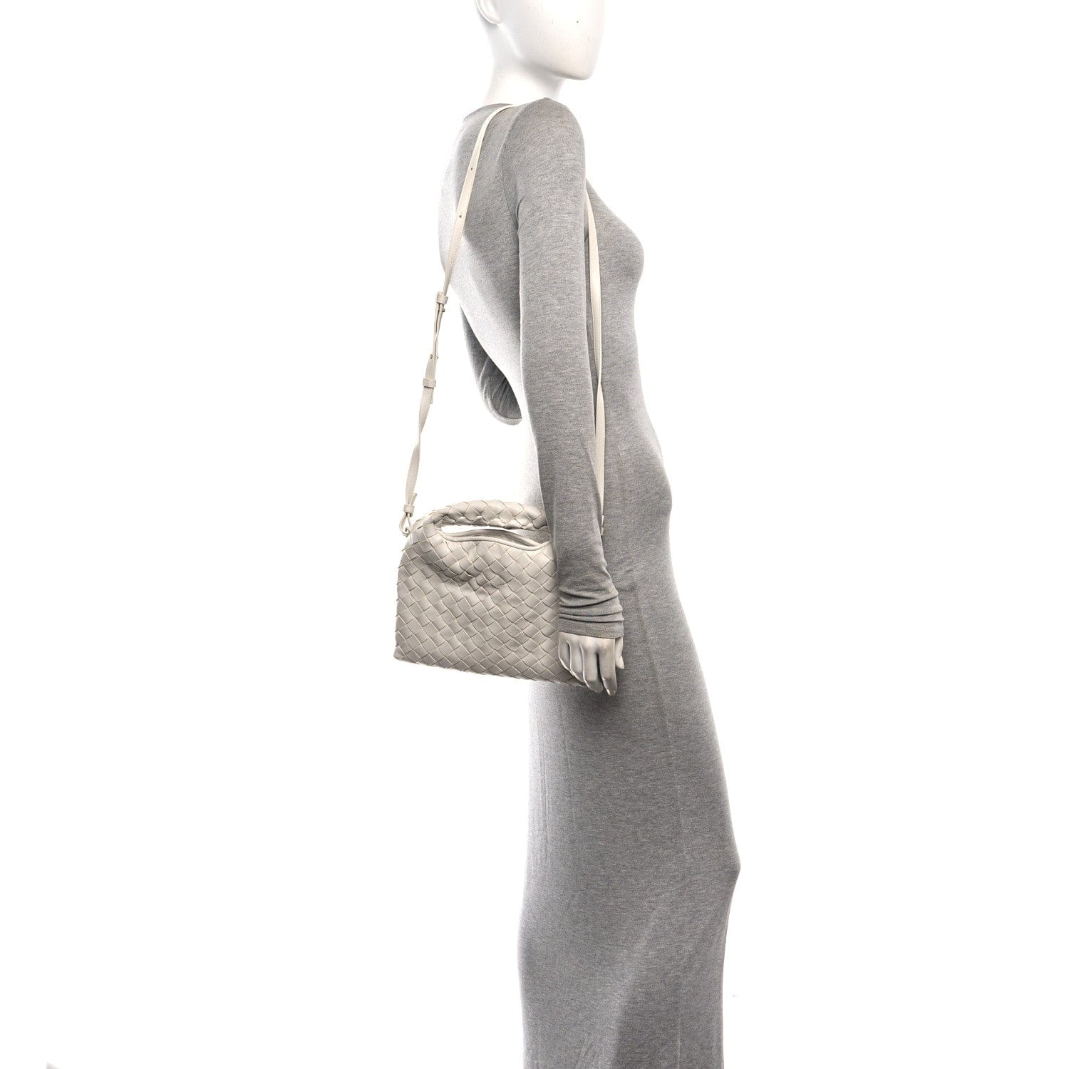 Bottega Veneta Calfskin Intrecciato Mini Hop White