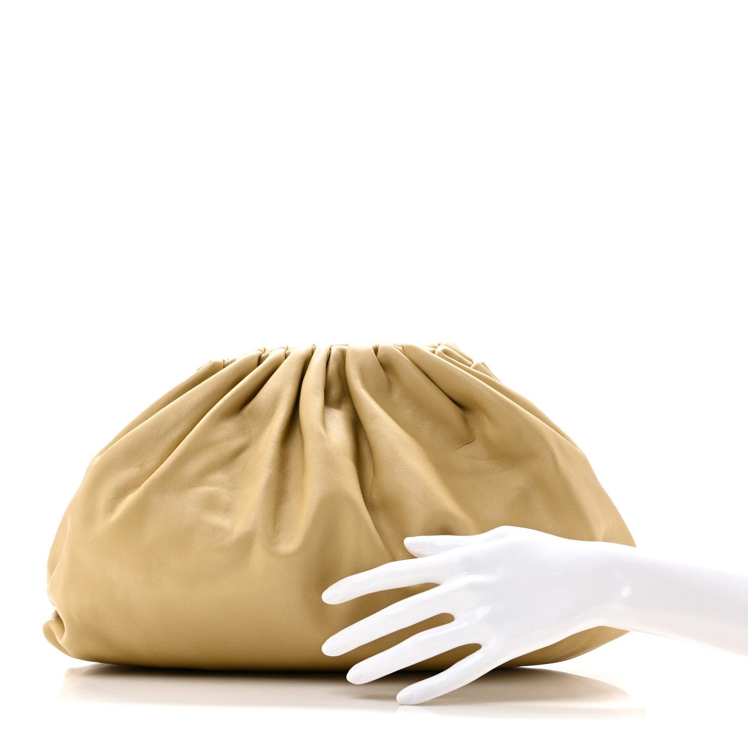 Bottega Veneta Smooth Butter Calf The Pouch Oversized Clutch Tapioca