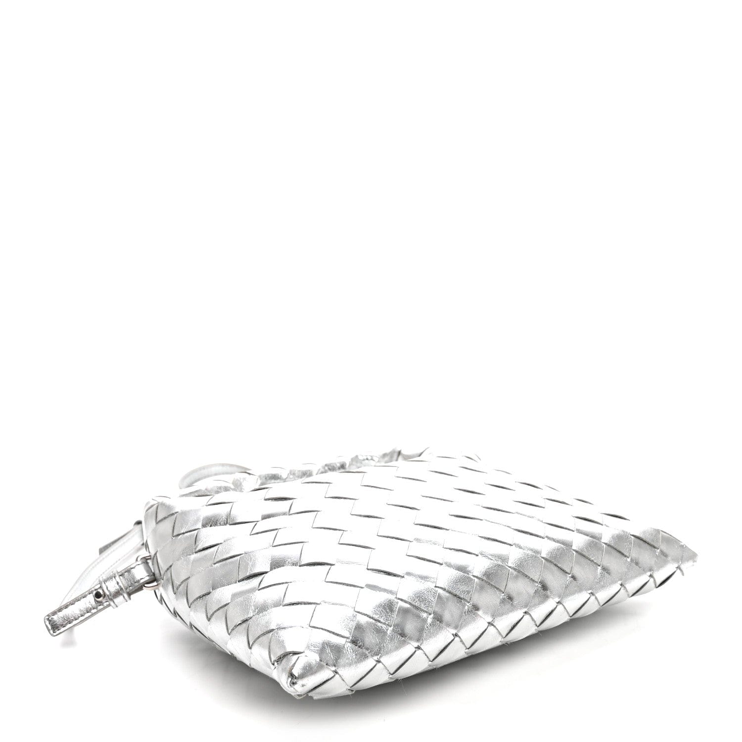 Bottega Veneta Metallic Lambskin Intrecciato Mini Hop Silver