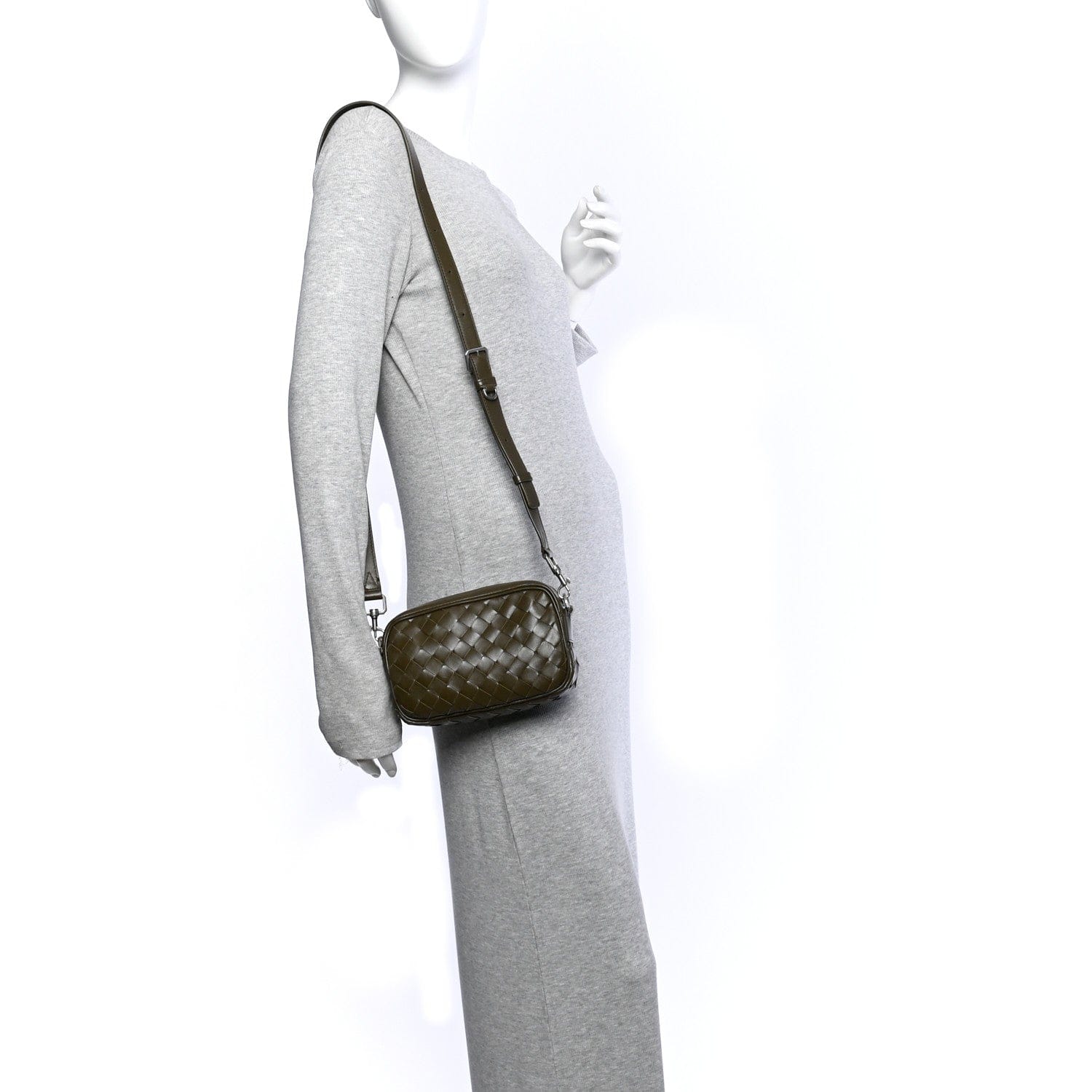 Bottega Veneta Calfskin Intrecciato Small Camera Bag Mud