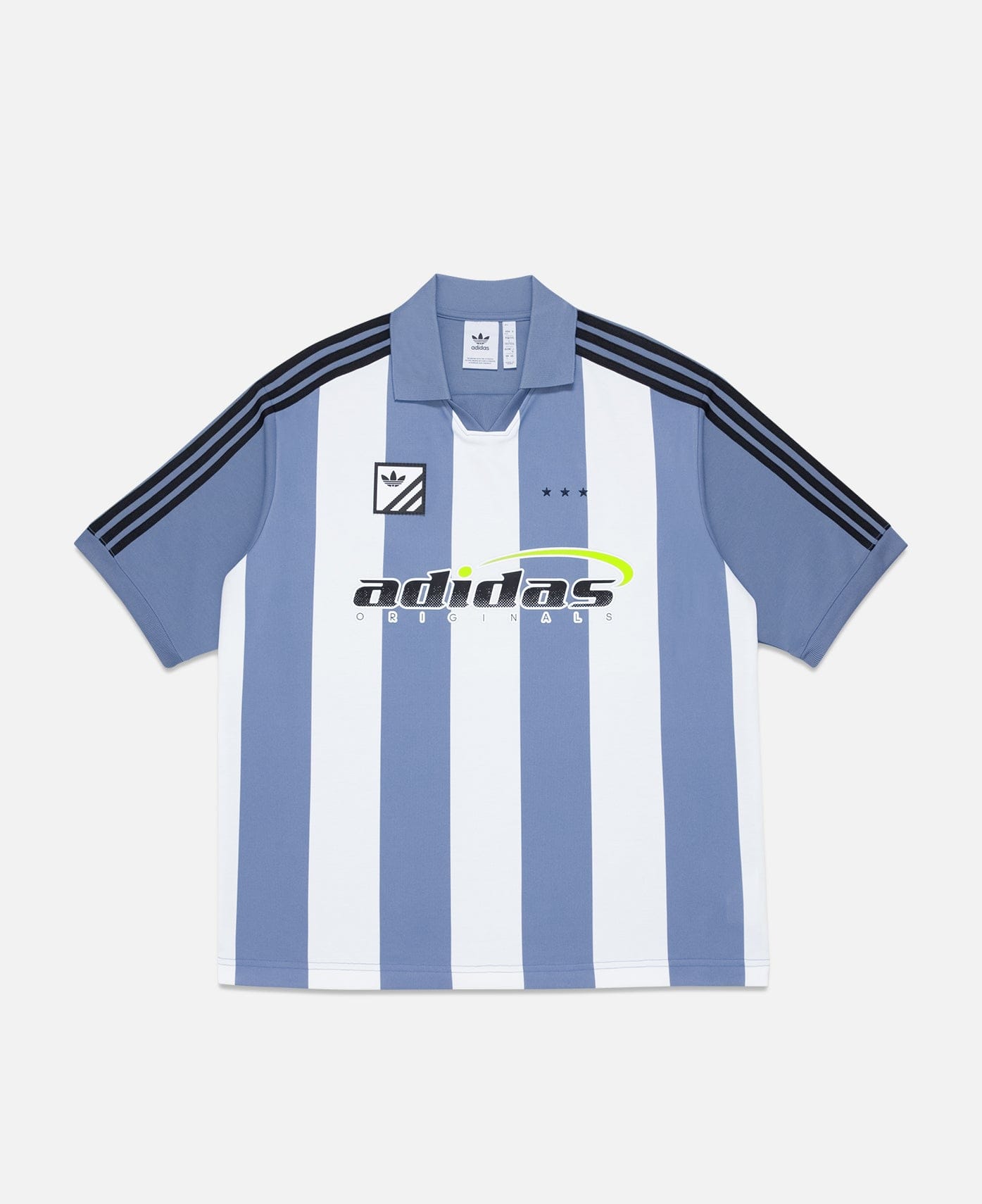 adidas Trefoil Logo Play Football Graphic Short Sleeve Polo Shirt (Blue)