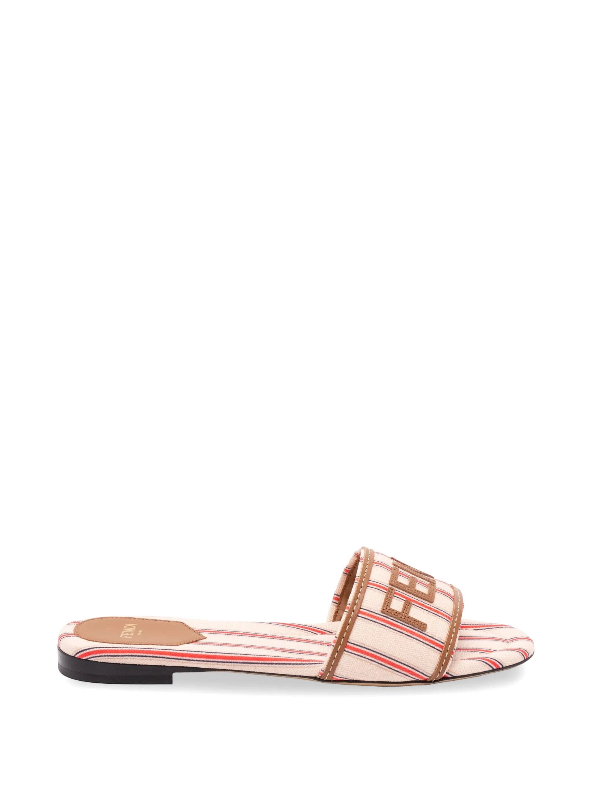 Fendi Sunshine striped logo - patch flat sandals
