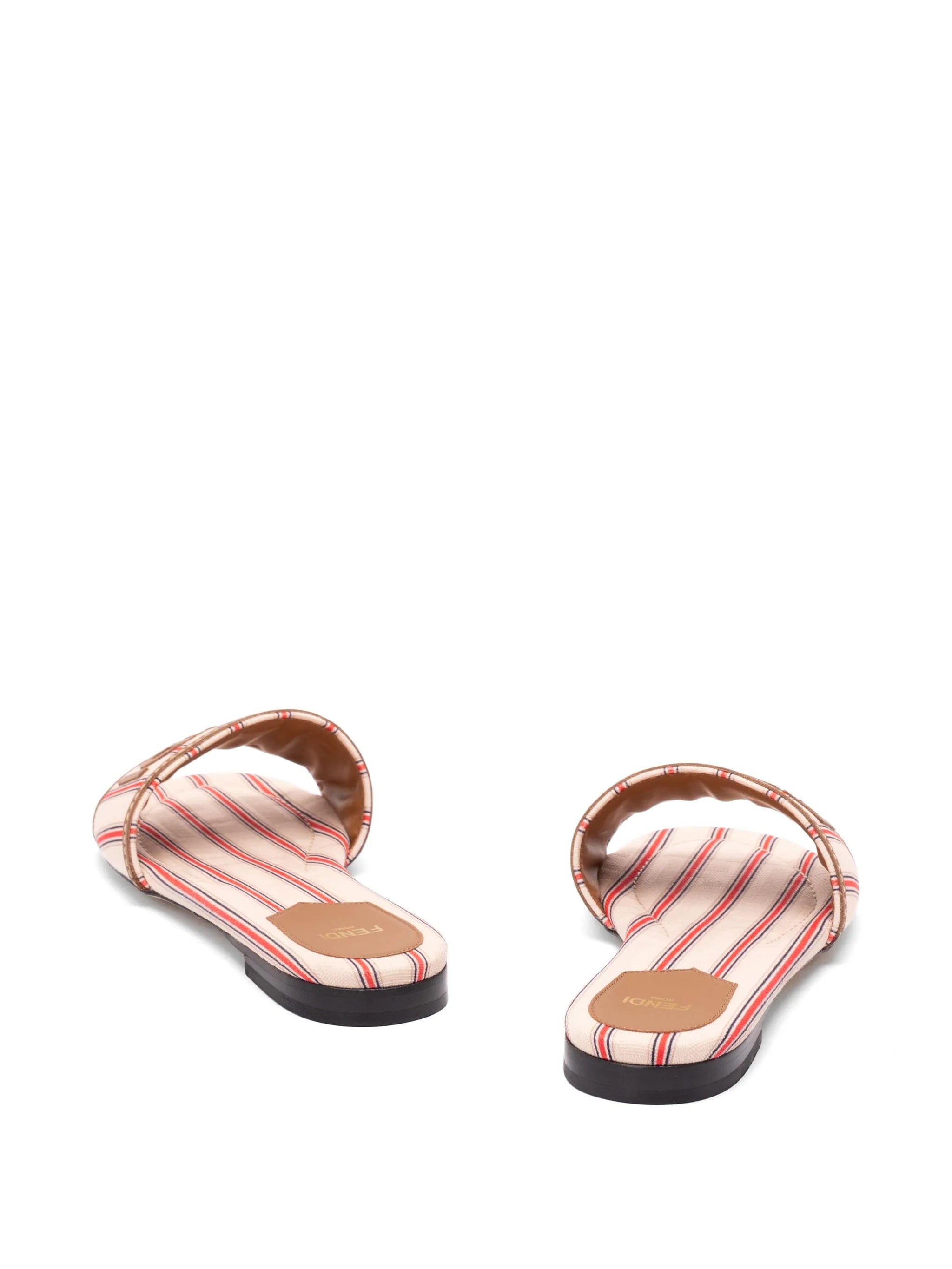 Fendi Sunshine striped logo - patch flat sandals