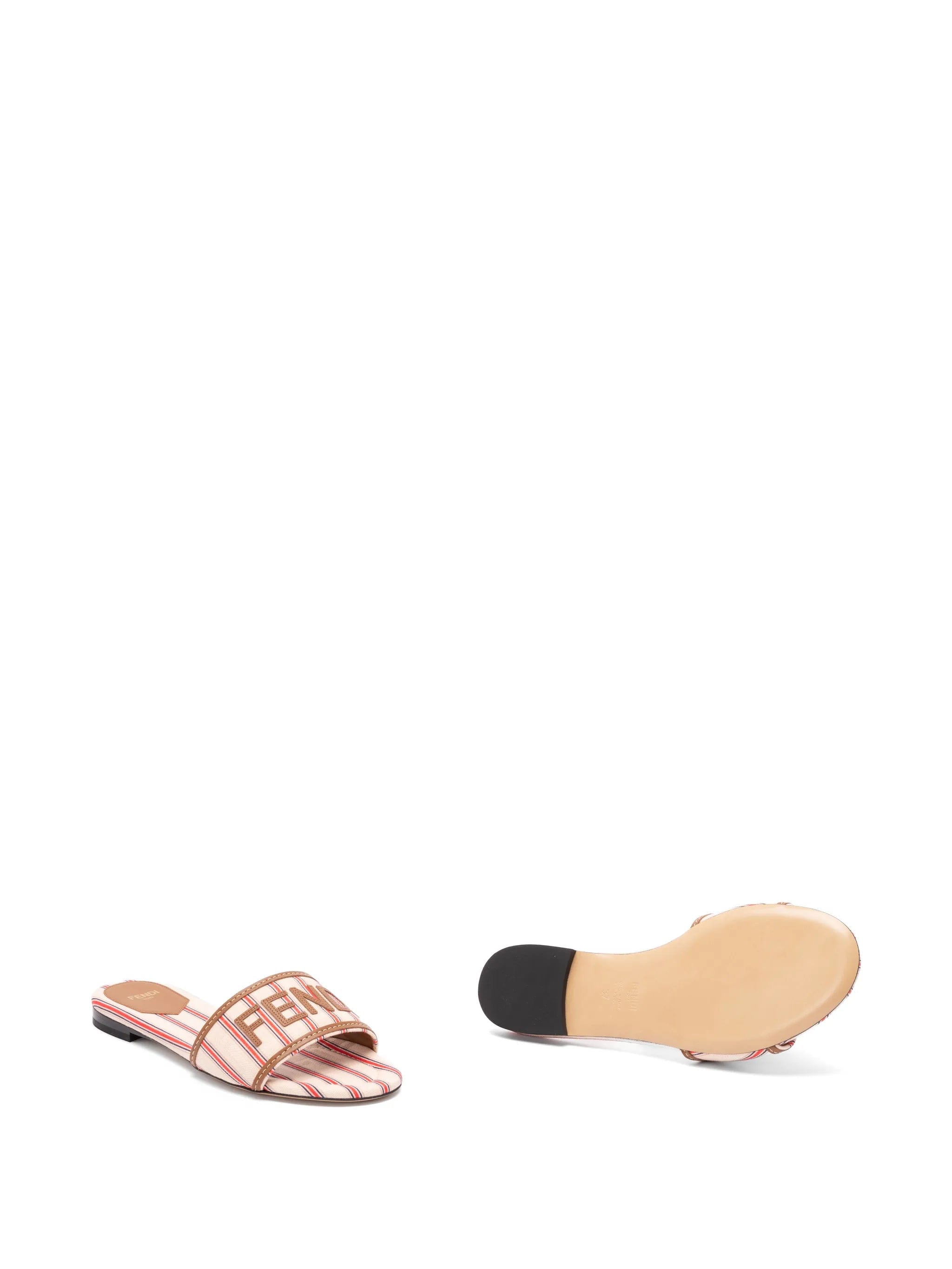 Fendi Sunshine striped logo - patch flat sandals