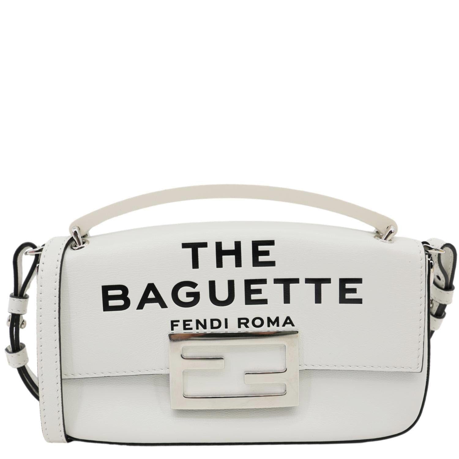 FENDI x Marc Jacobs Bow Printed Leather Baguette Bag Off White