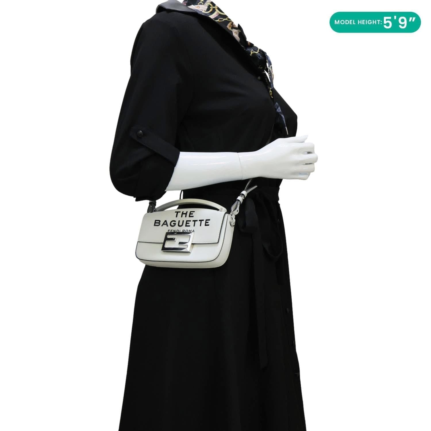 FENDI x Marc Jacobs Bow Printed Leather Baguette Bag Off White