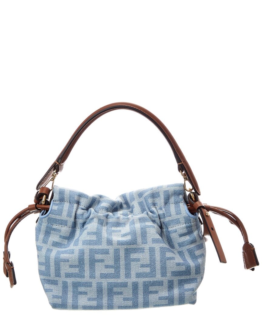 Fendi Mamma Baguette Small Denim & Leather Shoulder Bag