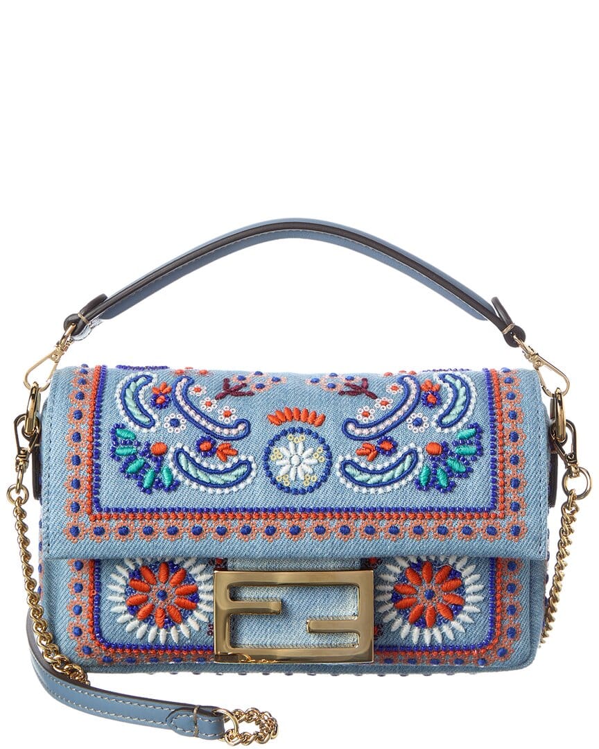 Fendi Baguette Mini Denim Shoulder Bag