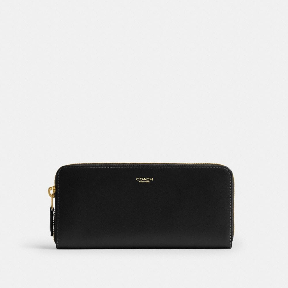 Coach New York Slim Accordion Zip Wallet Brass Black