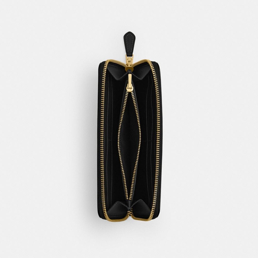 Coach New York Slim Accordion Zip Wallet Brass Black