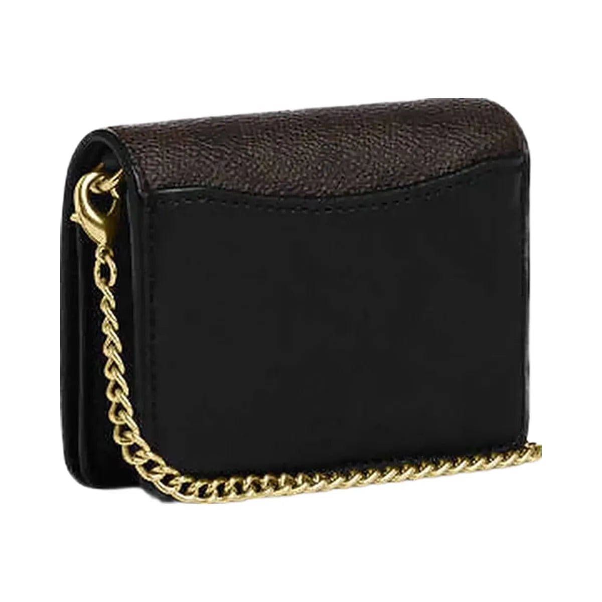 Coach Mini Wallet On A Chain In Signature Canvas Signature Canvas - Gold - Walnut - Black