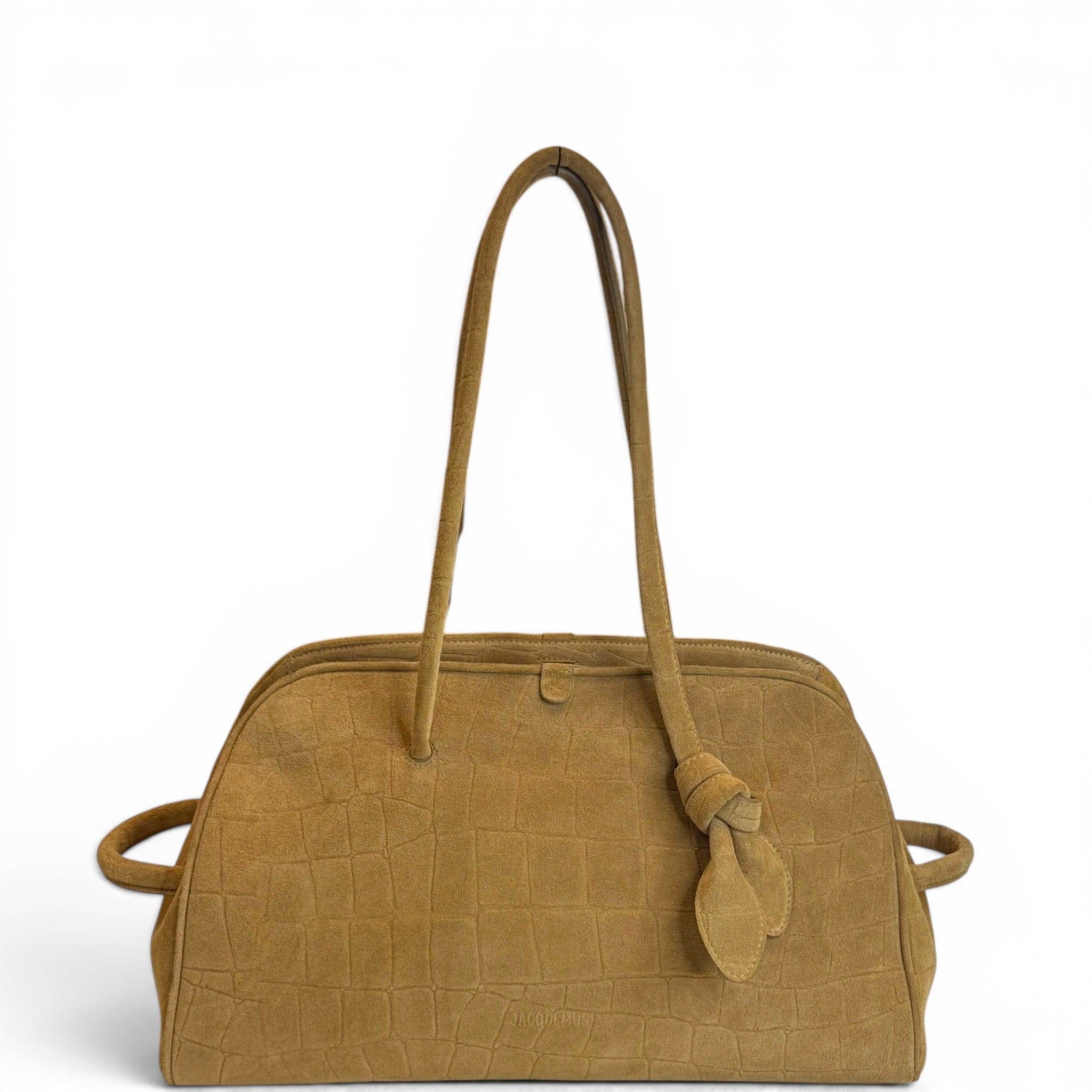 Jacquemus Le Turismo Camel Brown Croc - Embossed Suede Shoulder Bag