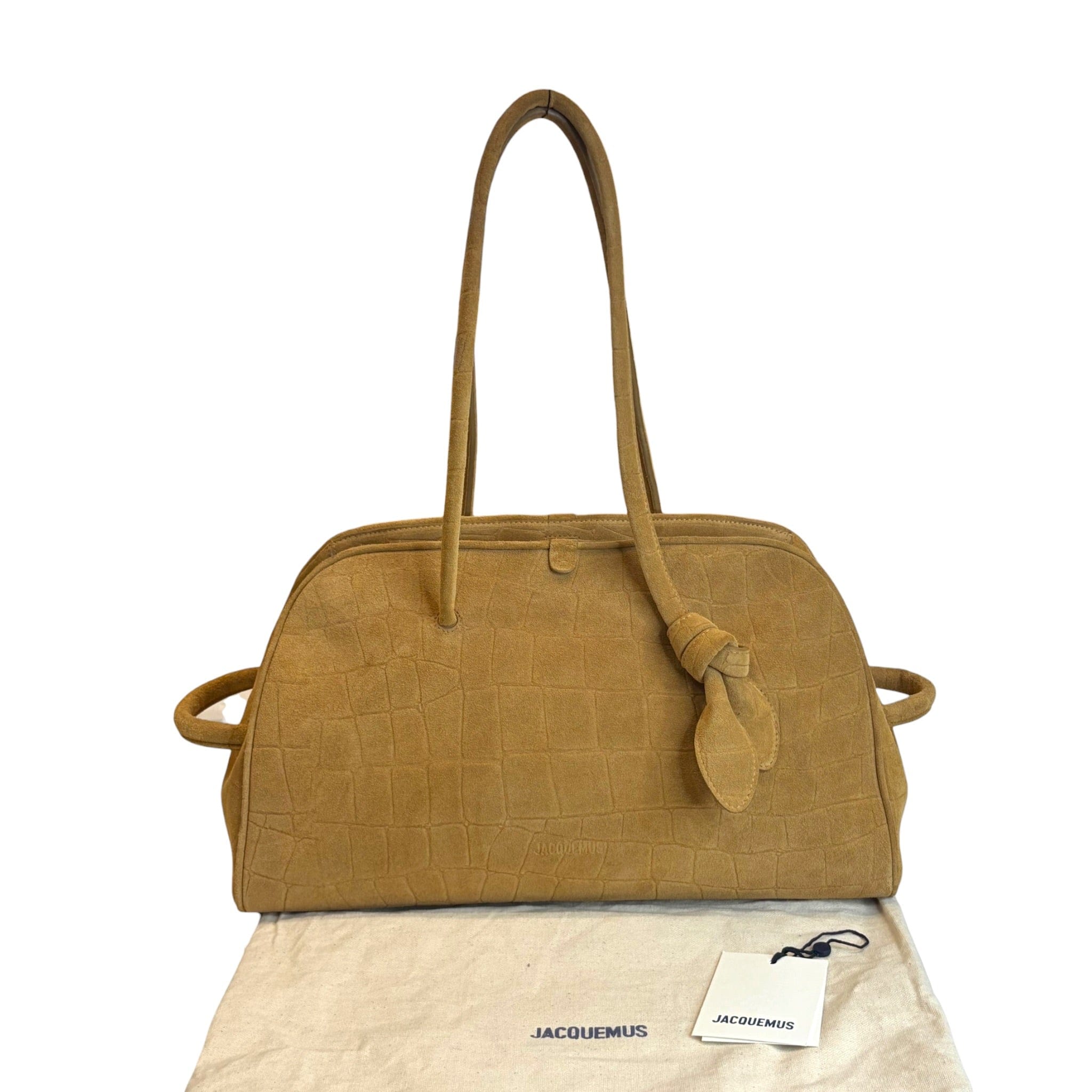 Jacquemus Le Turismo Camel Brown Croc - Embossed Suede Shoulder Bag