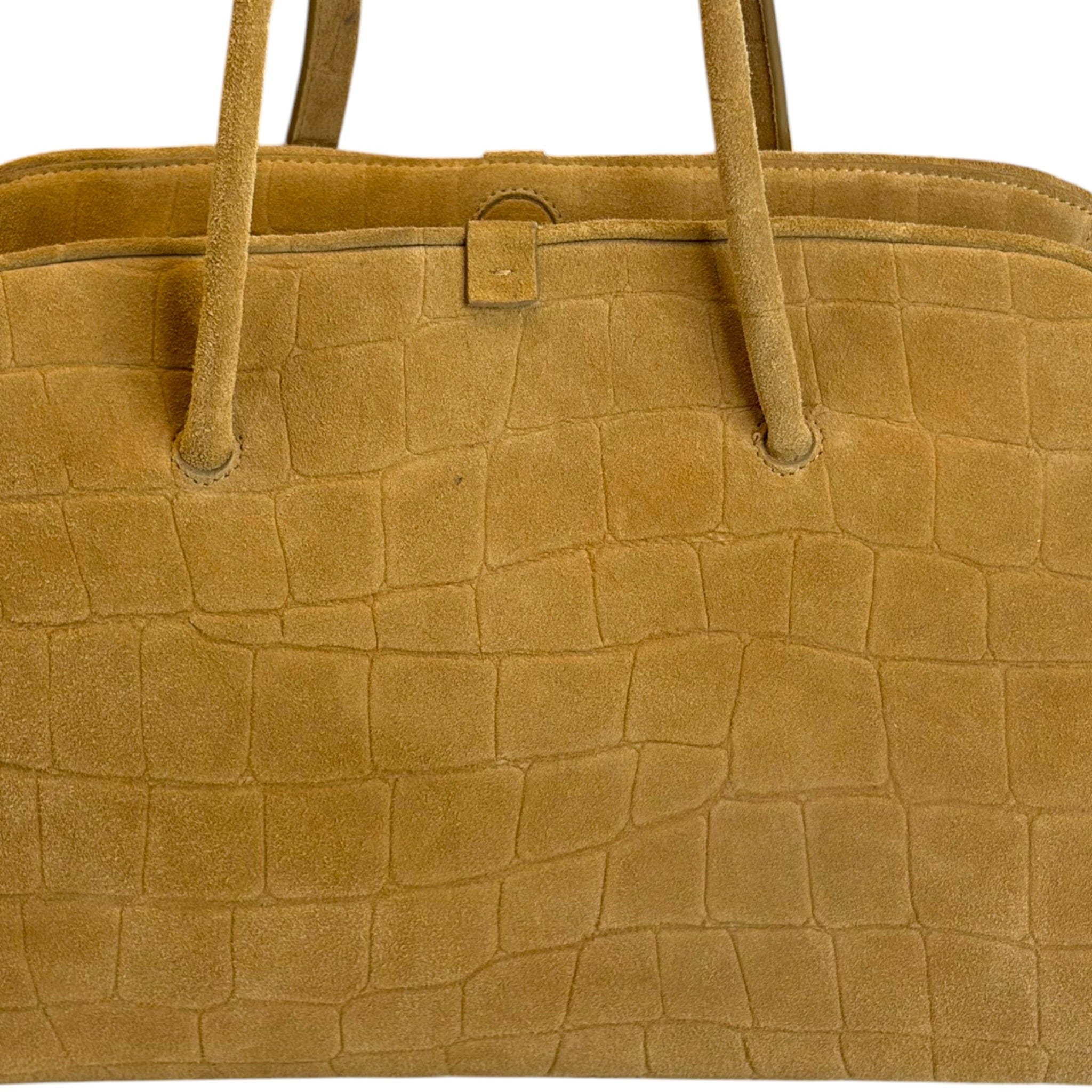 Jacquemus Le Turismo Camel Brown Croc - Embossed Suede Shoulder Bag