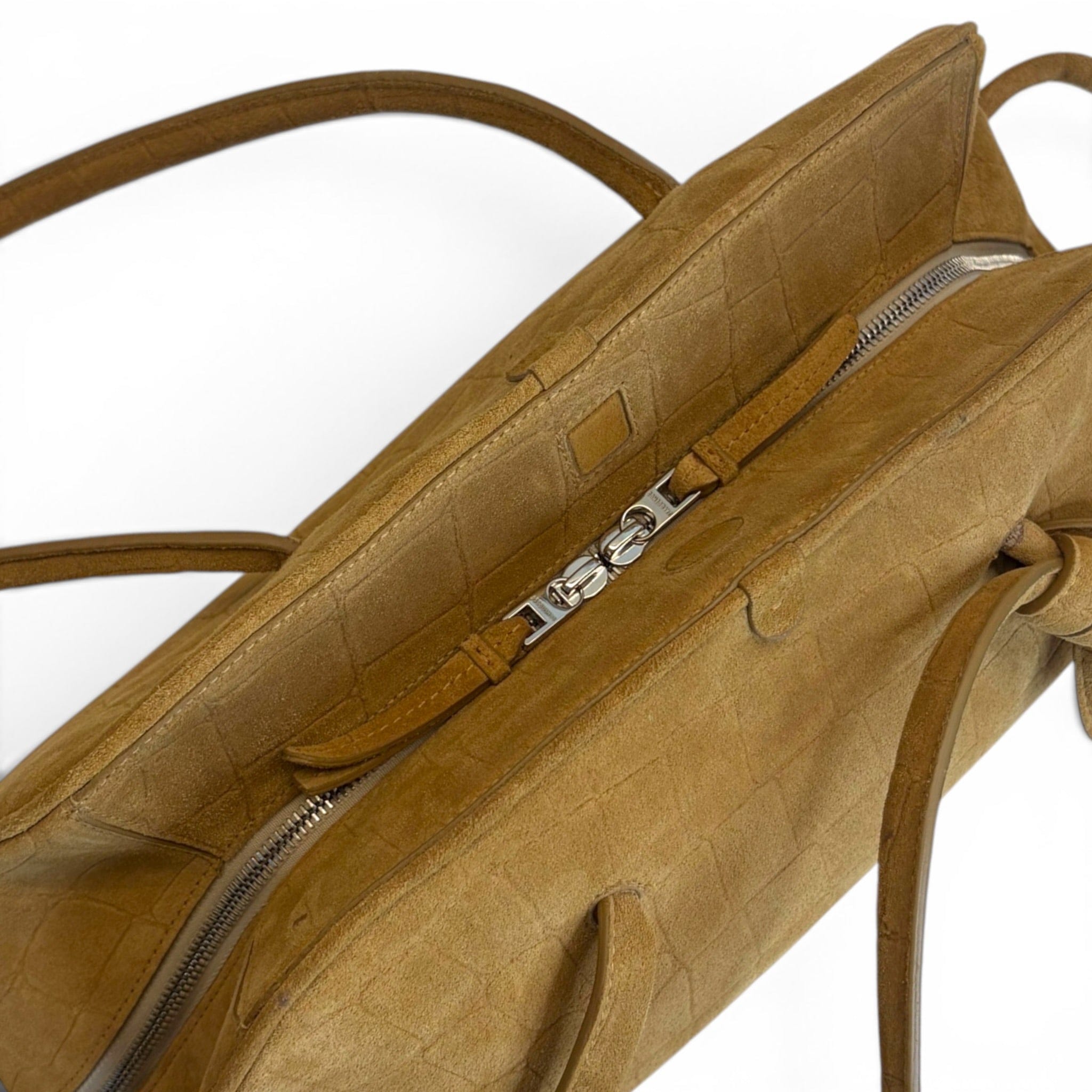 Jacquemus Le Turismo Camel Brown Croc - Embossed Suede Shoulder Bag
