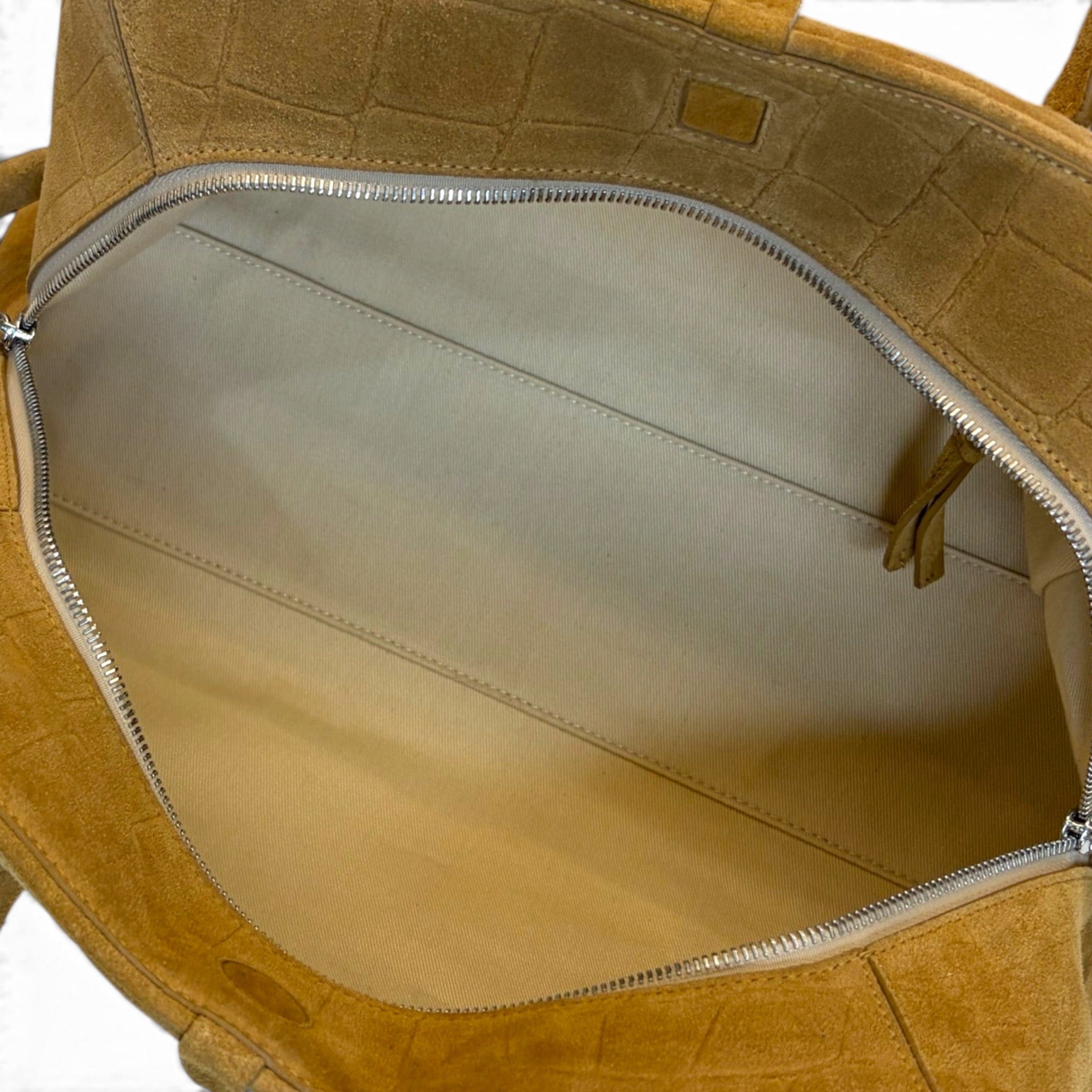 Jacquemus Le Turismo Camel Brown Croc - Embossed Suede Shoulder Bag