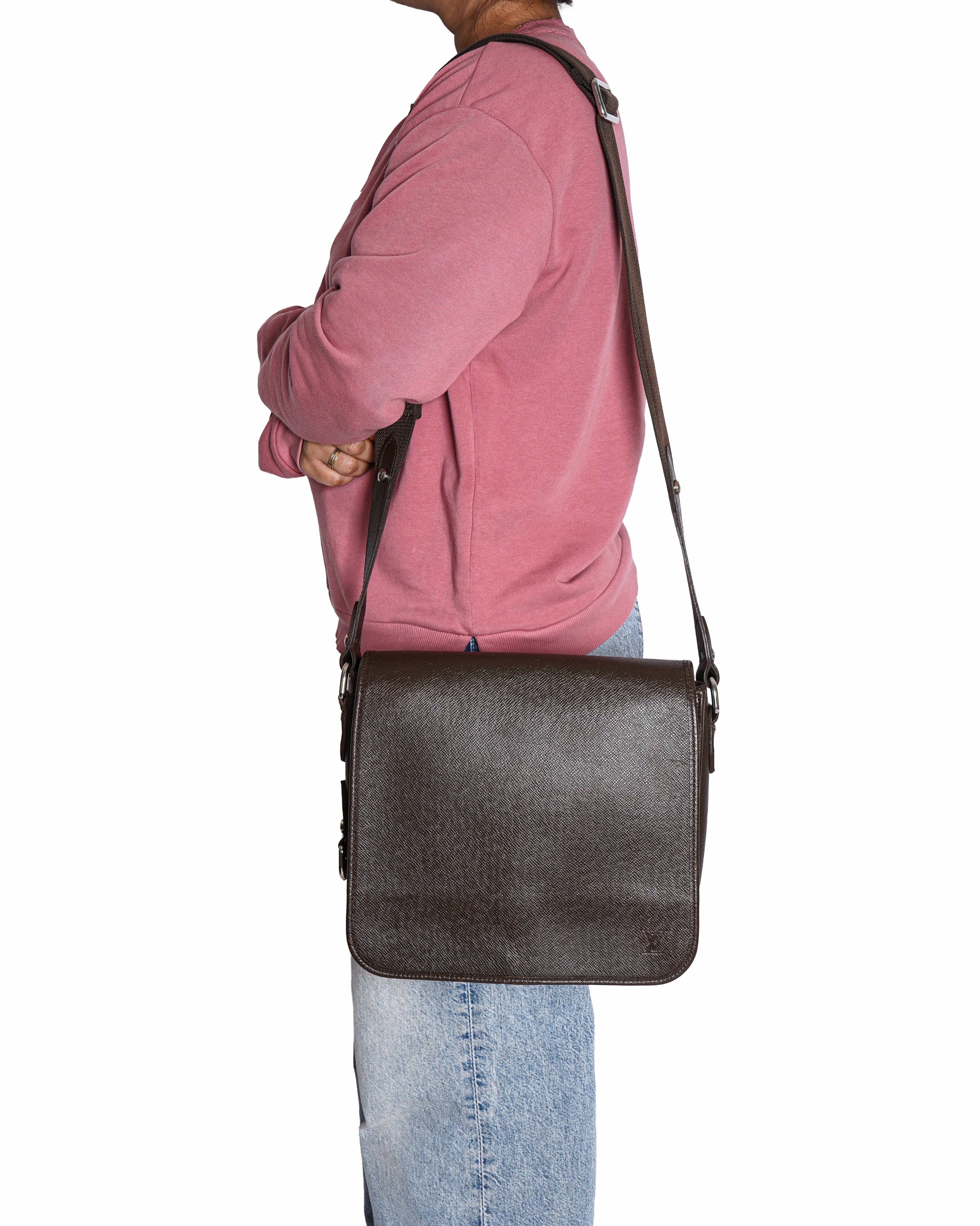 Louis Vuitton brown leather messenger bag
