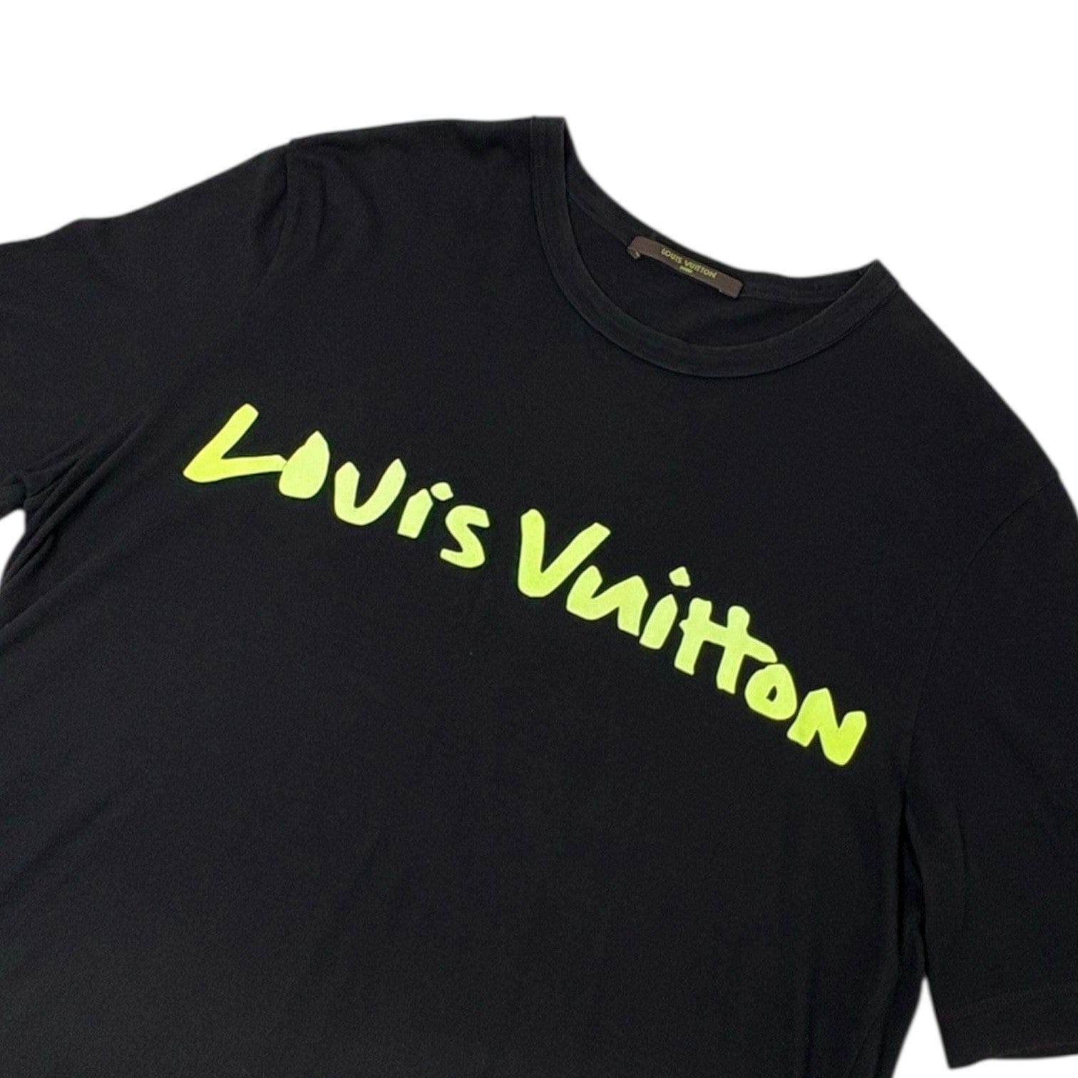 LOUIS VUITTON Vintage Graffiti T - shirts Top Mens #M Black Light Green Cotton